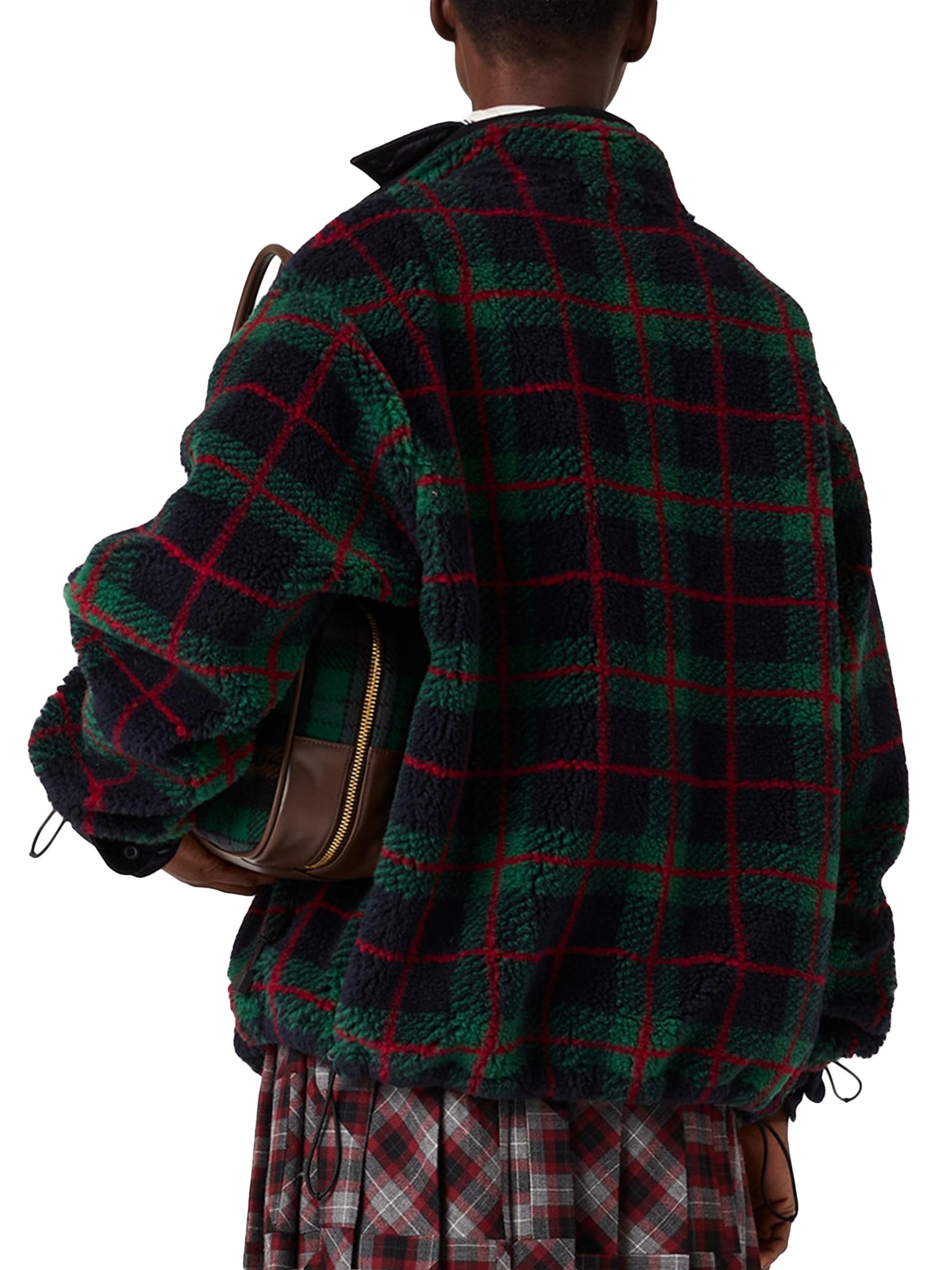 Miu Miu Checked Teddy Zipper Jacket | Saks Fifth Avenue