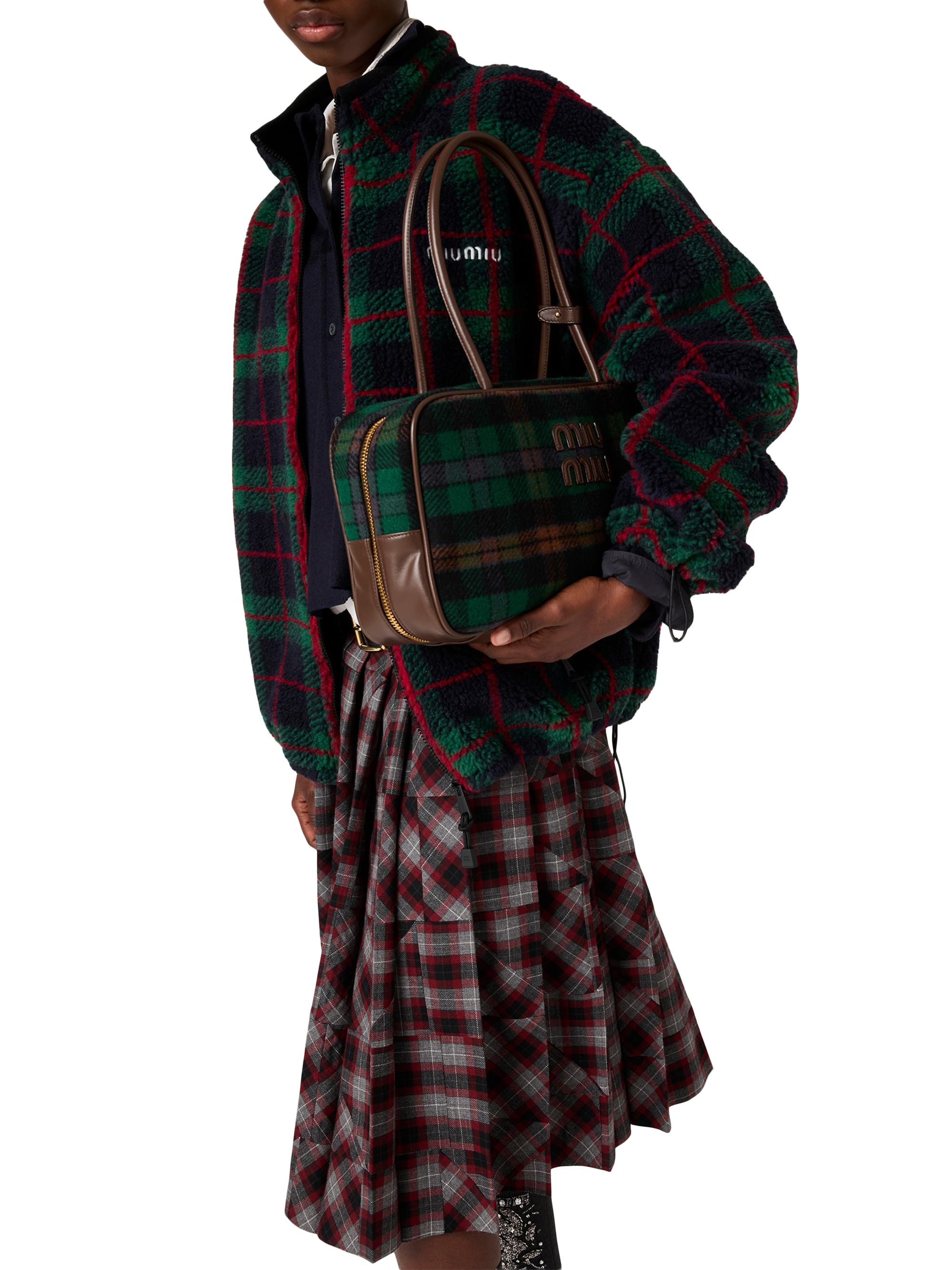 Miu Miu Checked Teddy Zipper Jacket | Saks Fifth Avenue