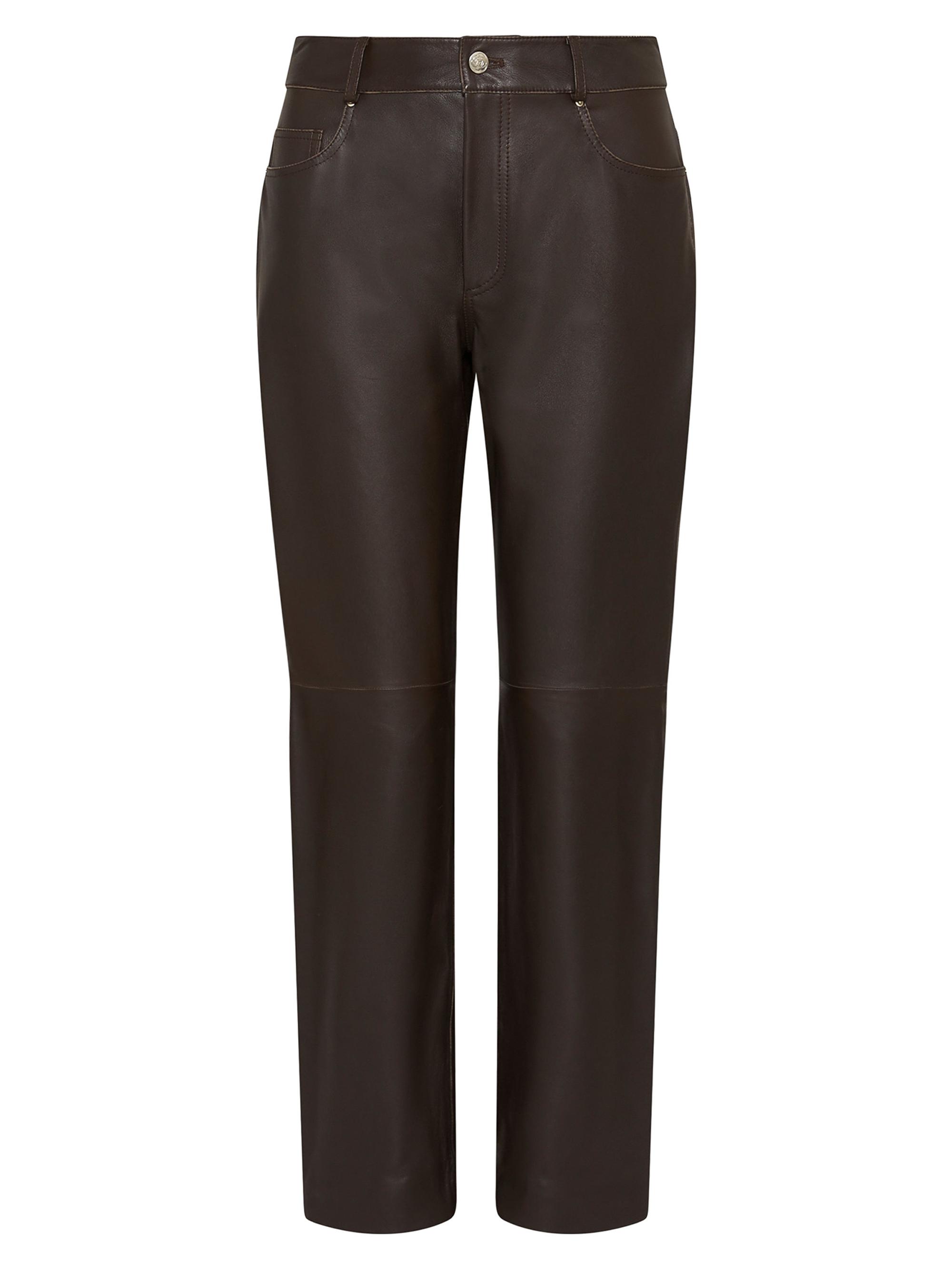 Marella Women's 5 Pocket Leather Trousers - Brown