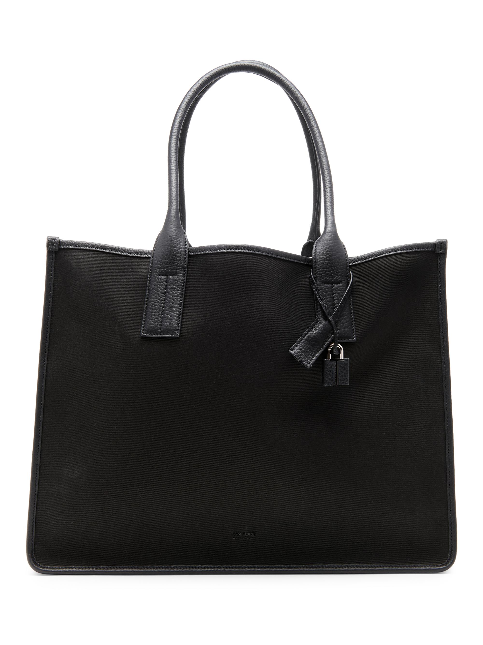 TOM FORD Men's Canvas & Leather East-West Tote Bag - Black