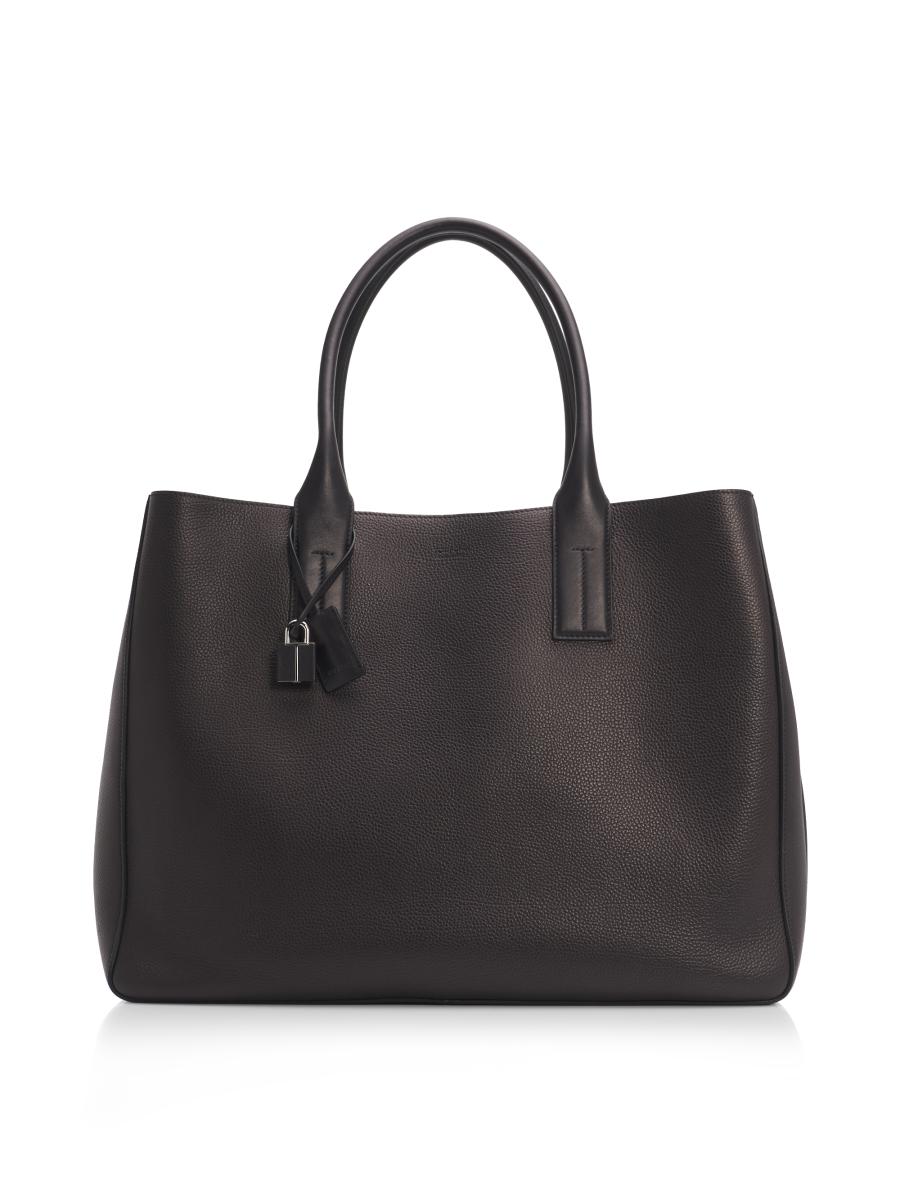 Tom Ford Men's Soft Grain Leather T-line East-west Tote In Black