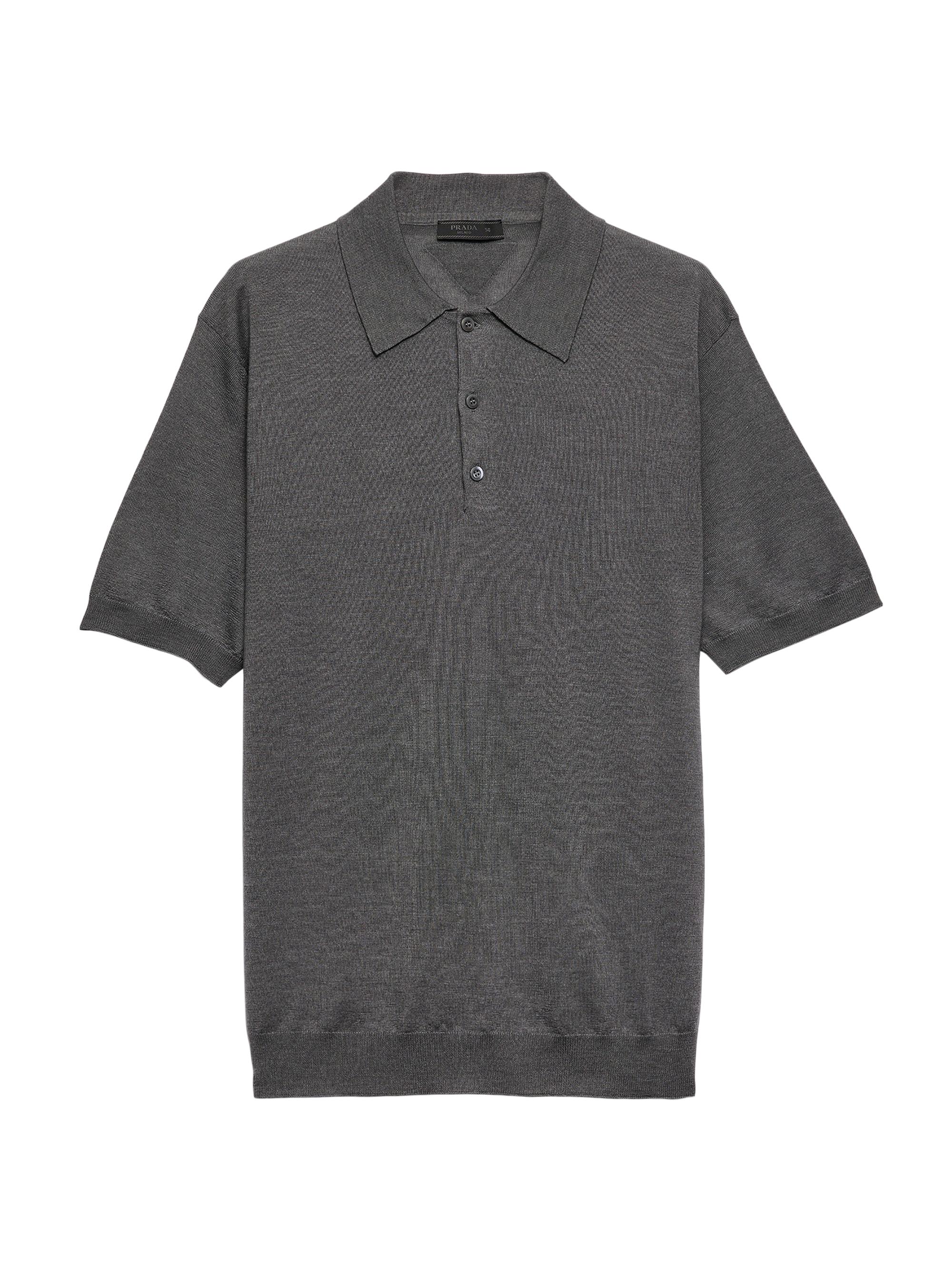 Prada Men's Cashmere and Silk Polo Shirt - Grey