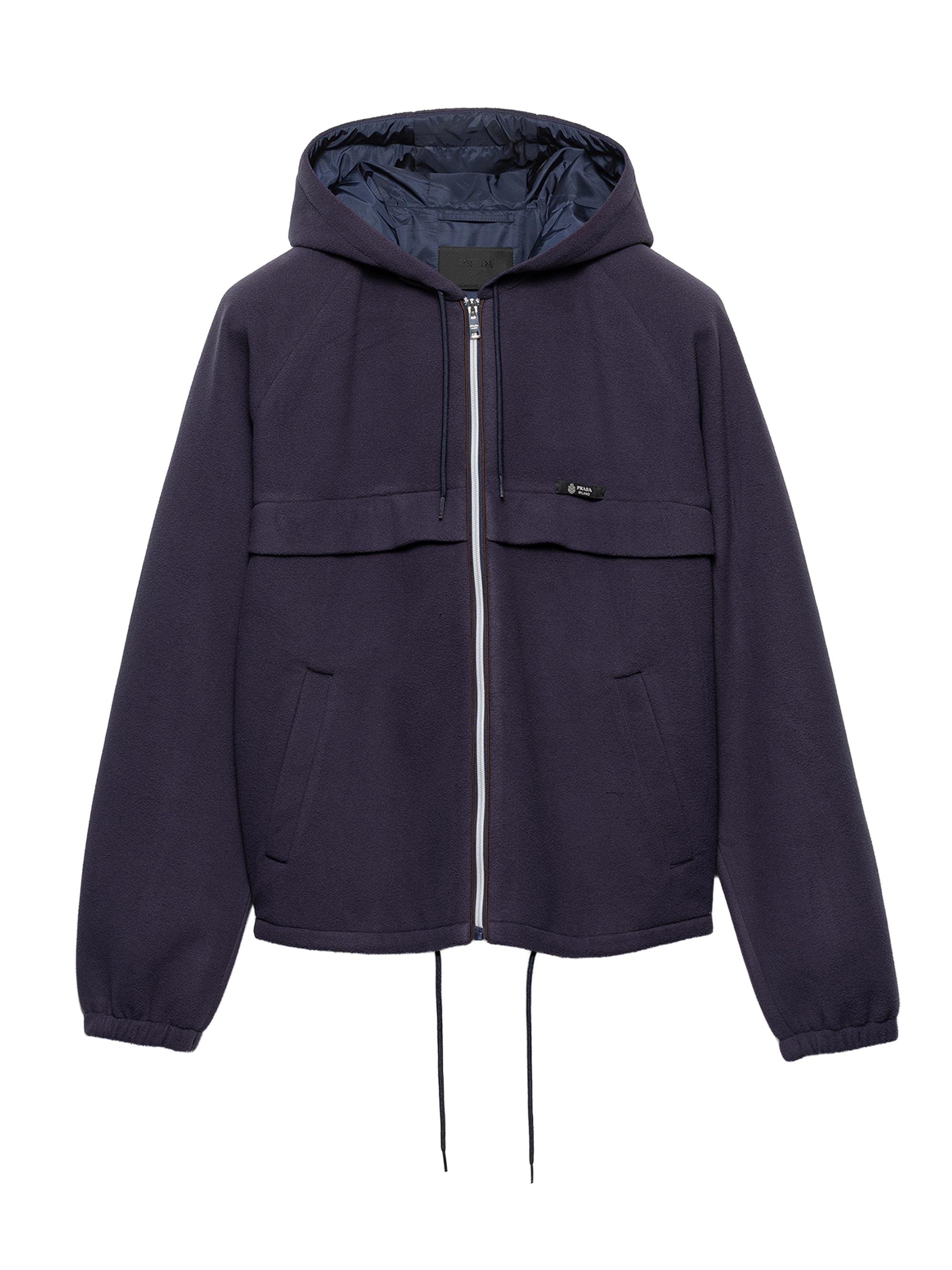Prada Men's Hooded Technical Fabric Blouson Jacket - Blue
