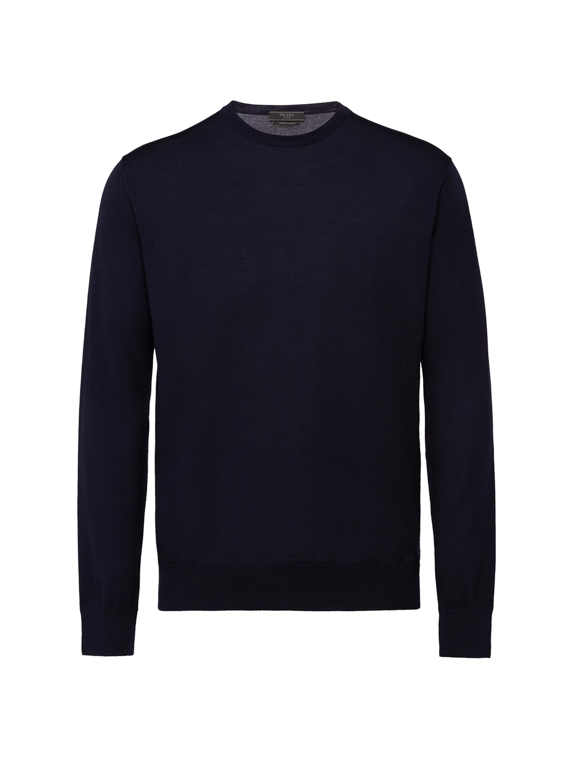Prada Men's Superfine Wool Crewneck Sweater - Blue