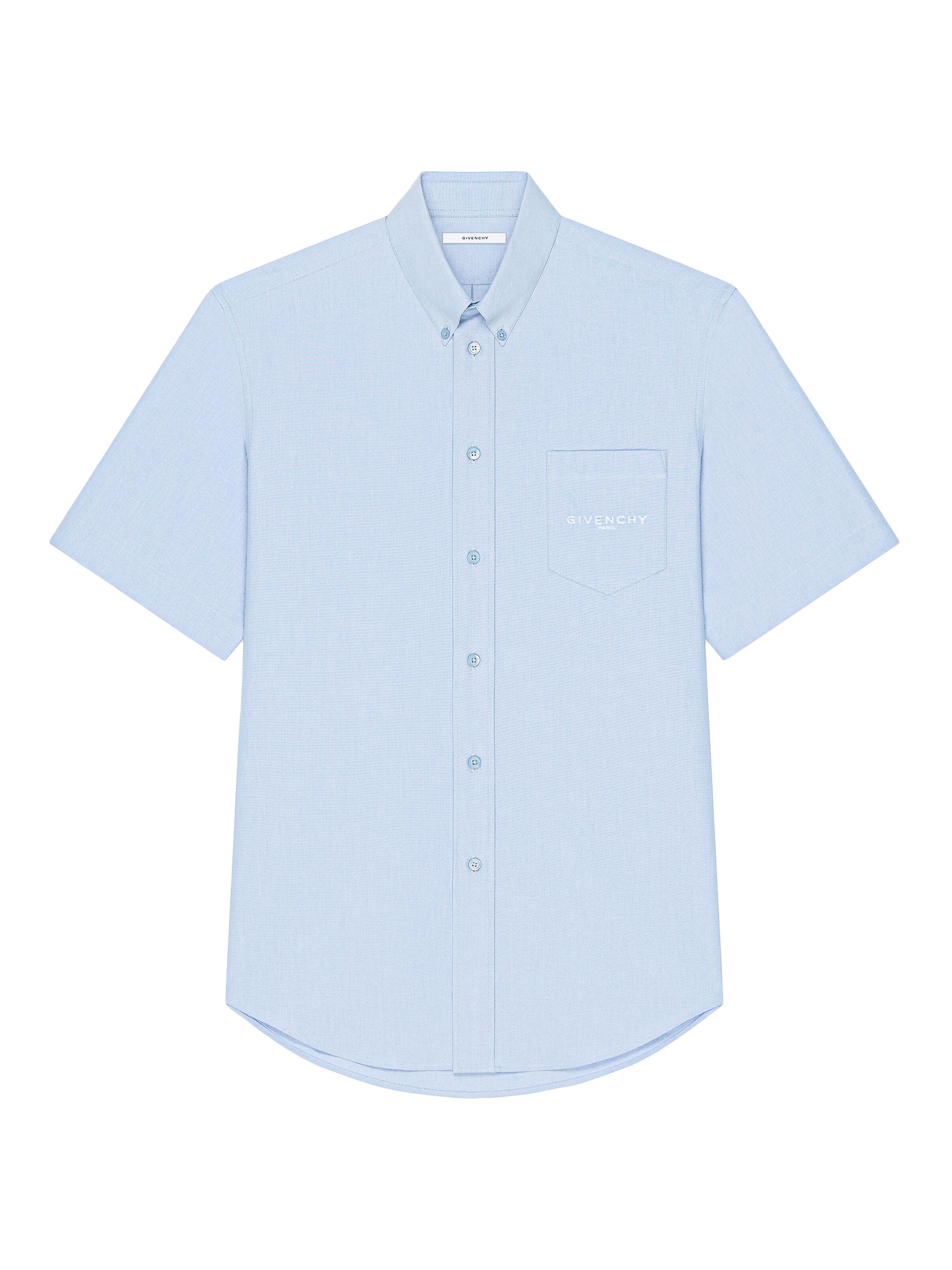 Givenchy Men's Shirt in Cotton Oxford with Paris Jacquard - Baby Blue