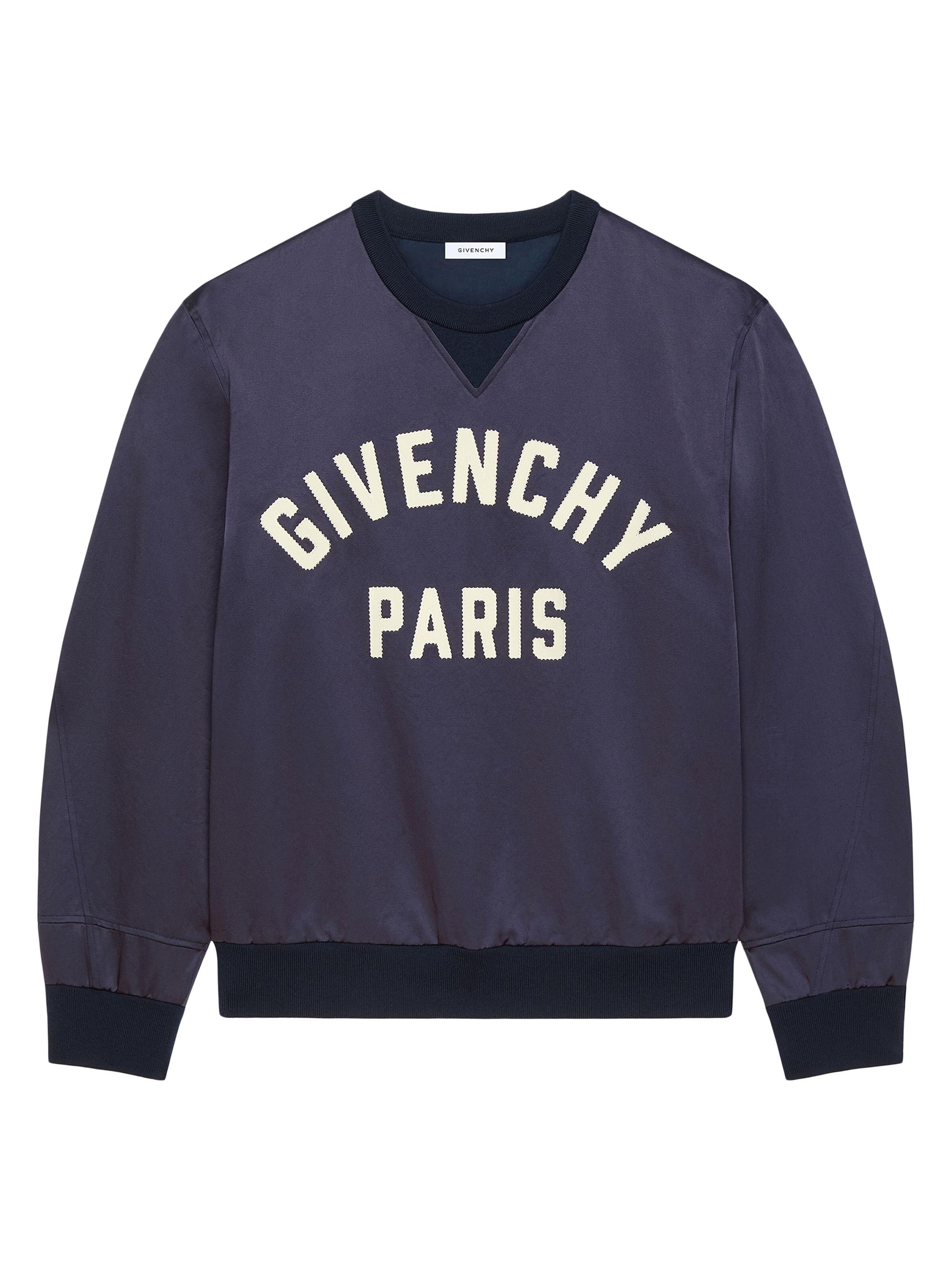 Givenchy Women's Paris Sweatshirt in Satin - Navy White