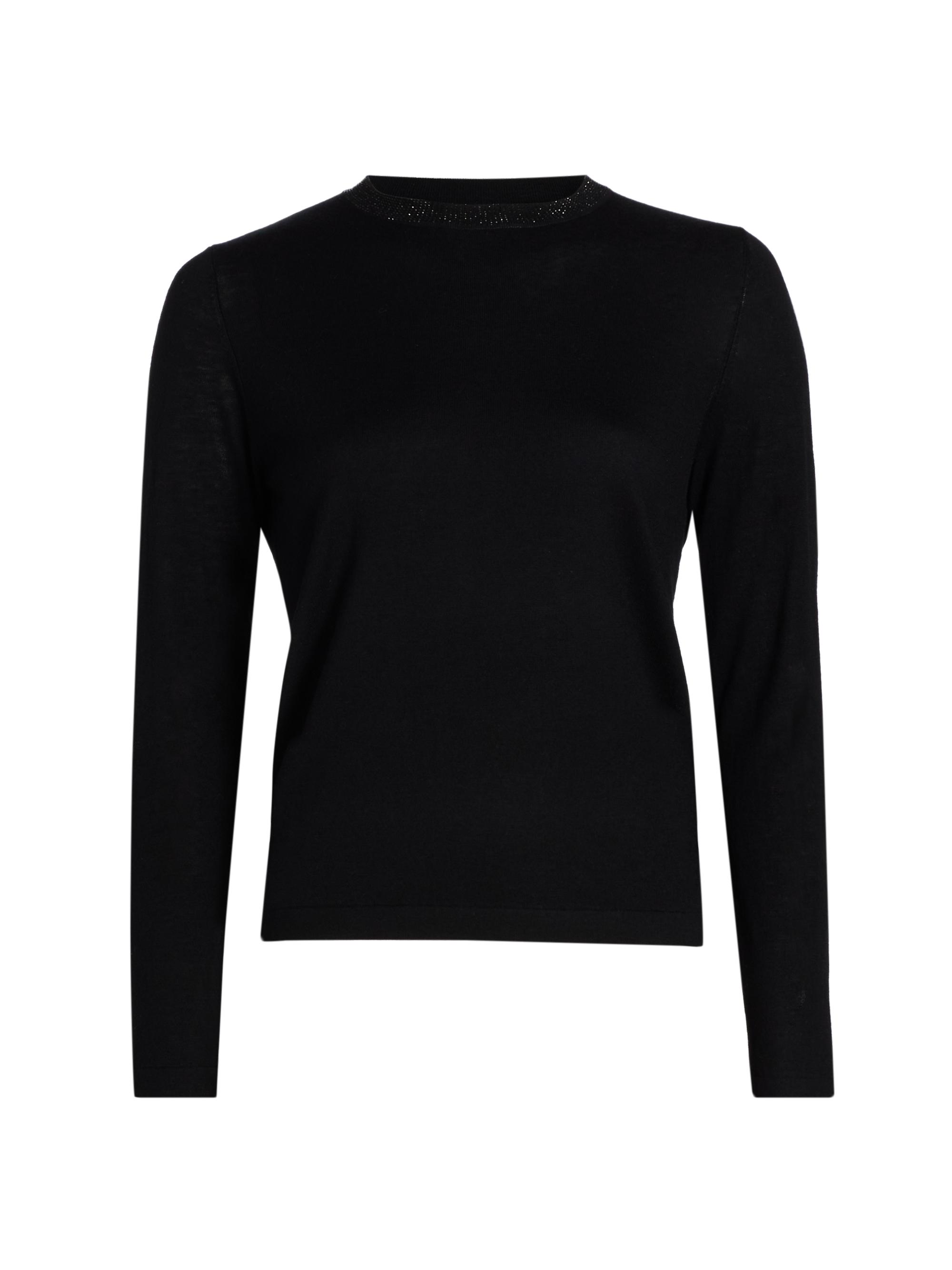 Kobi Halperin Women's Alix Embellished-Neck Wool-Blend Sweater - Black