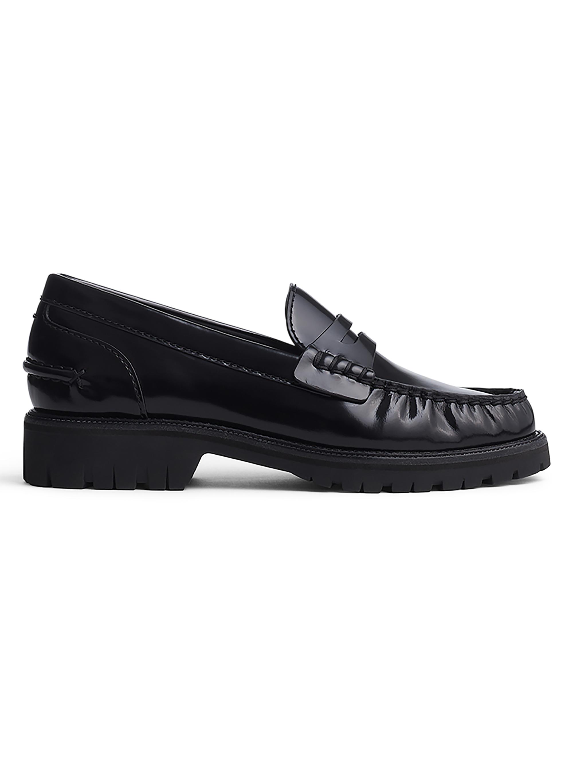 rag & bone Women's Corey Leather Lug-Sole Penny Loafers - Black