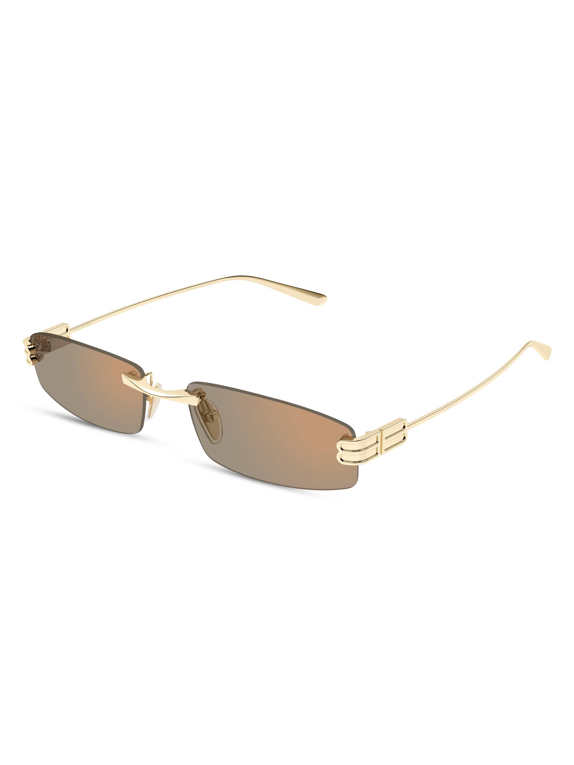 Balenciaga Men's Gossip 62MM Rimless Rectangular Metal Sunglasses - Gold