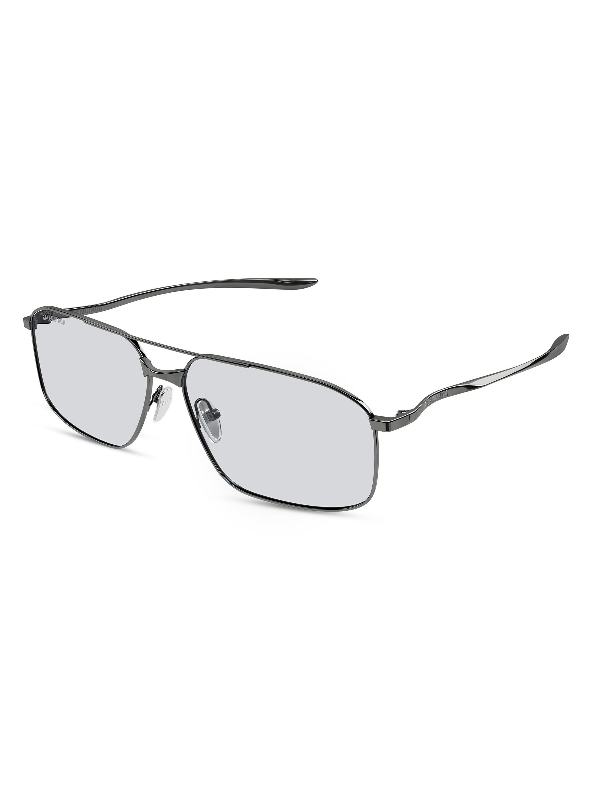 Balenciaga Men's Monday 64MM Navigator Metal Sunglasses - Dark Grey Clear
