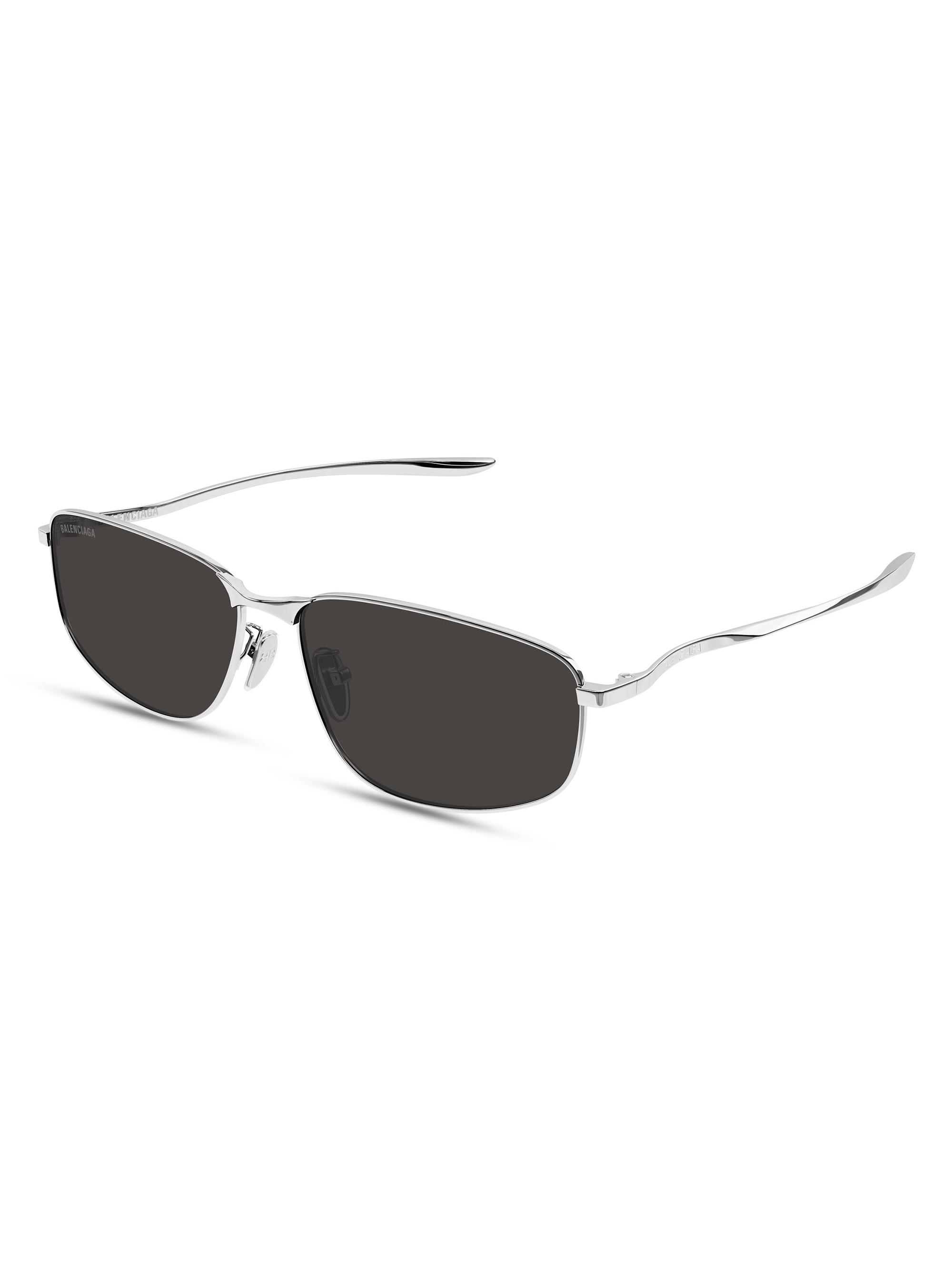 Balenciaga Men's Monday 61MM Rectangular Metal Sunglasses - Silver Black | Thumbnail 4