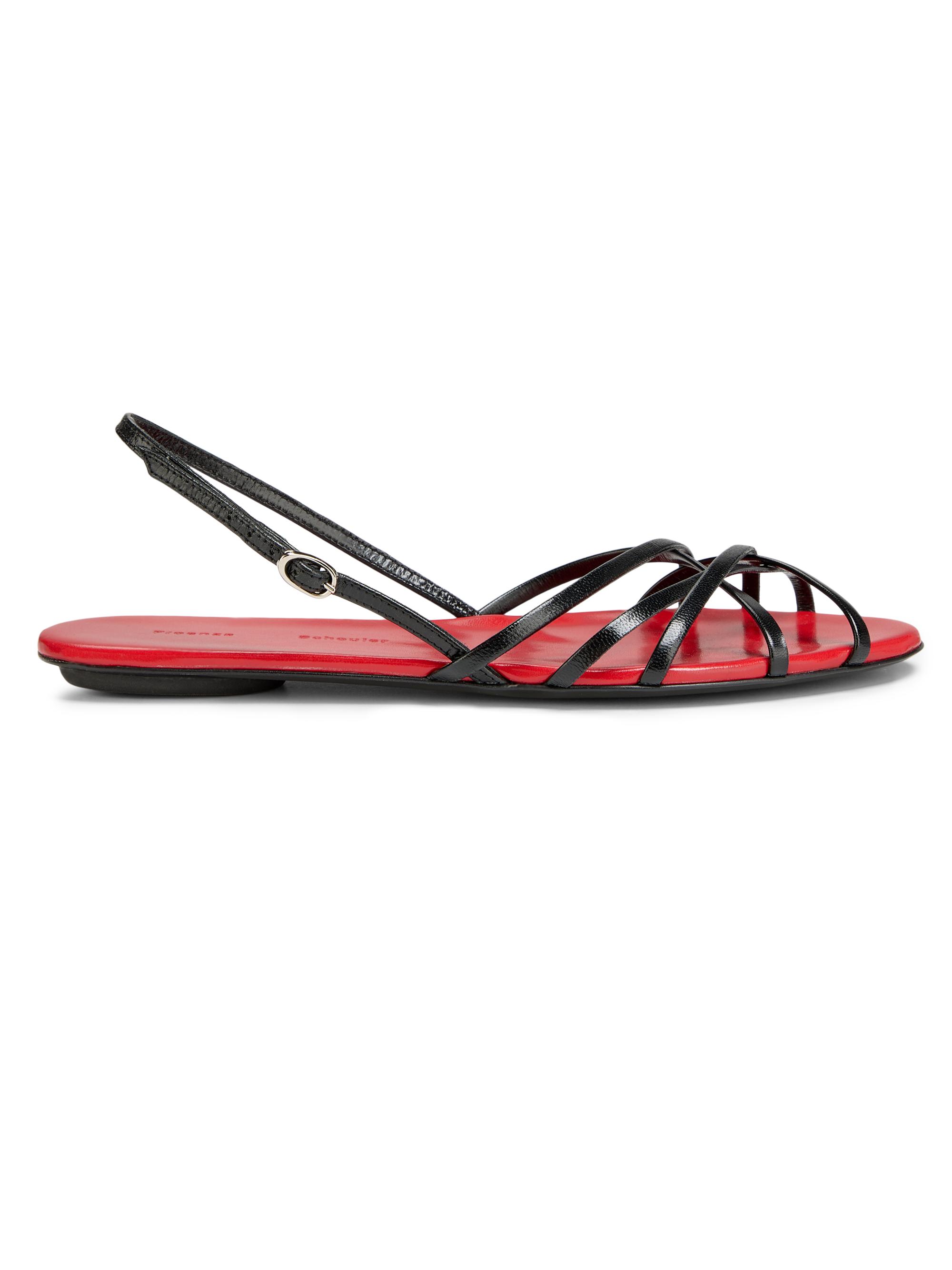 Proenza Schouler Women's Uma Leather Slingback Sandals - Black Red