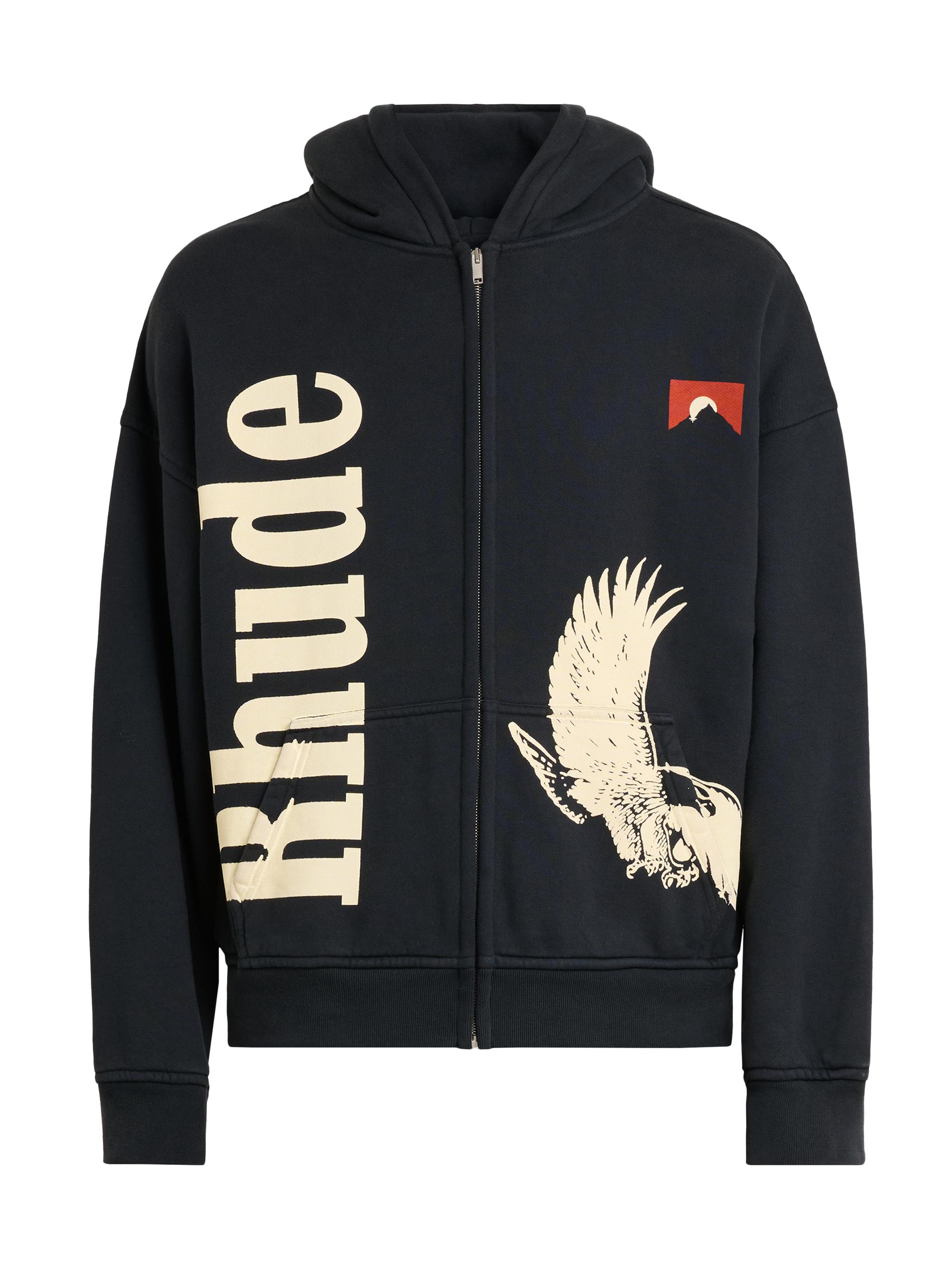 Rhude Men's Eagle Pass Zip-Front Hoodie - Vintage Black White