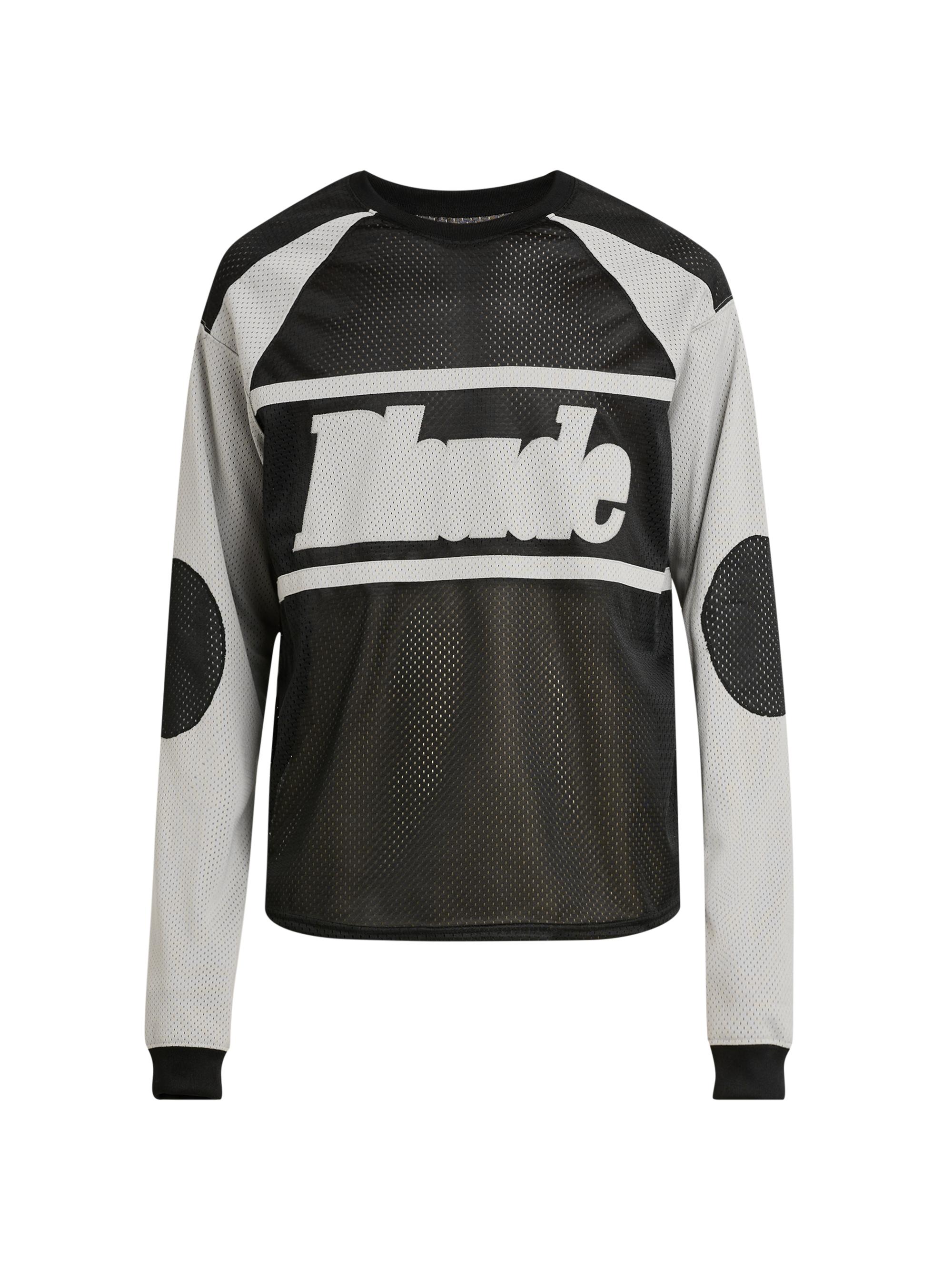 Rhude Men's Mesh Moto Long-Sleeve Shirt - Black Grey