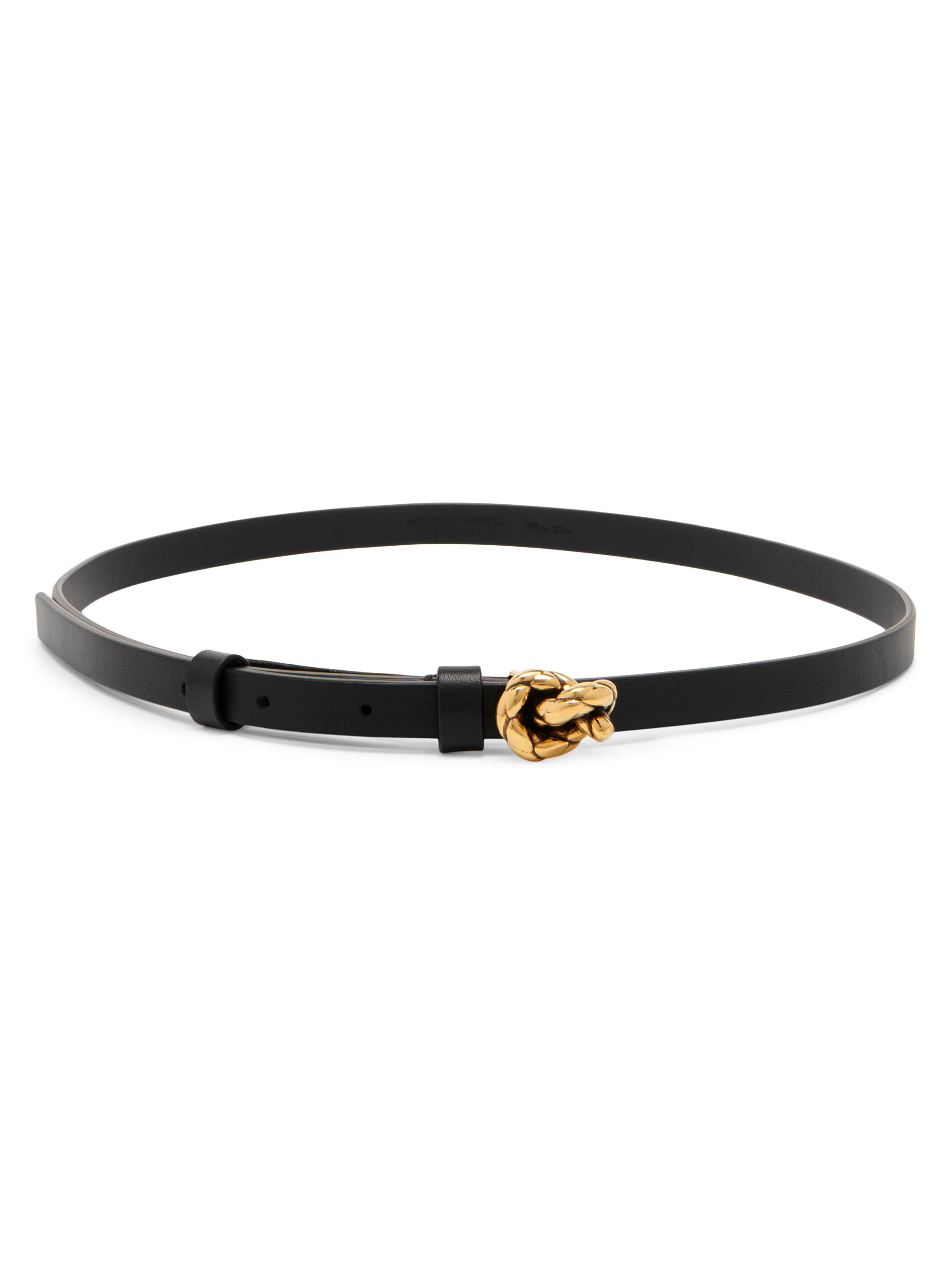 Bottega Veneta Women's Intreccio Knot Leather Belt - Black Brass