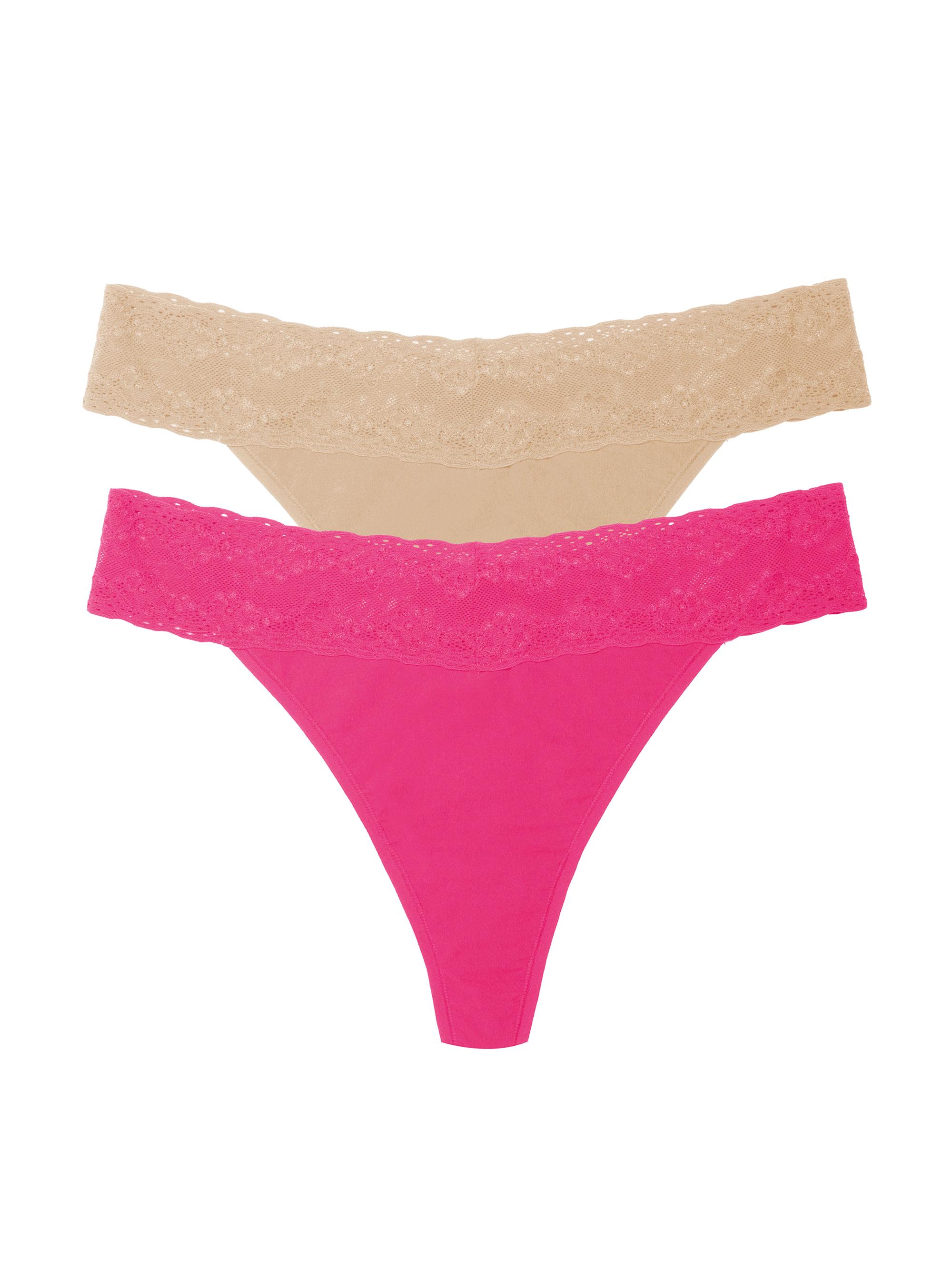 Natori Women's Bliss Perfection One Size Thong 2-Pack - Black Sakura