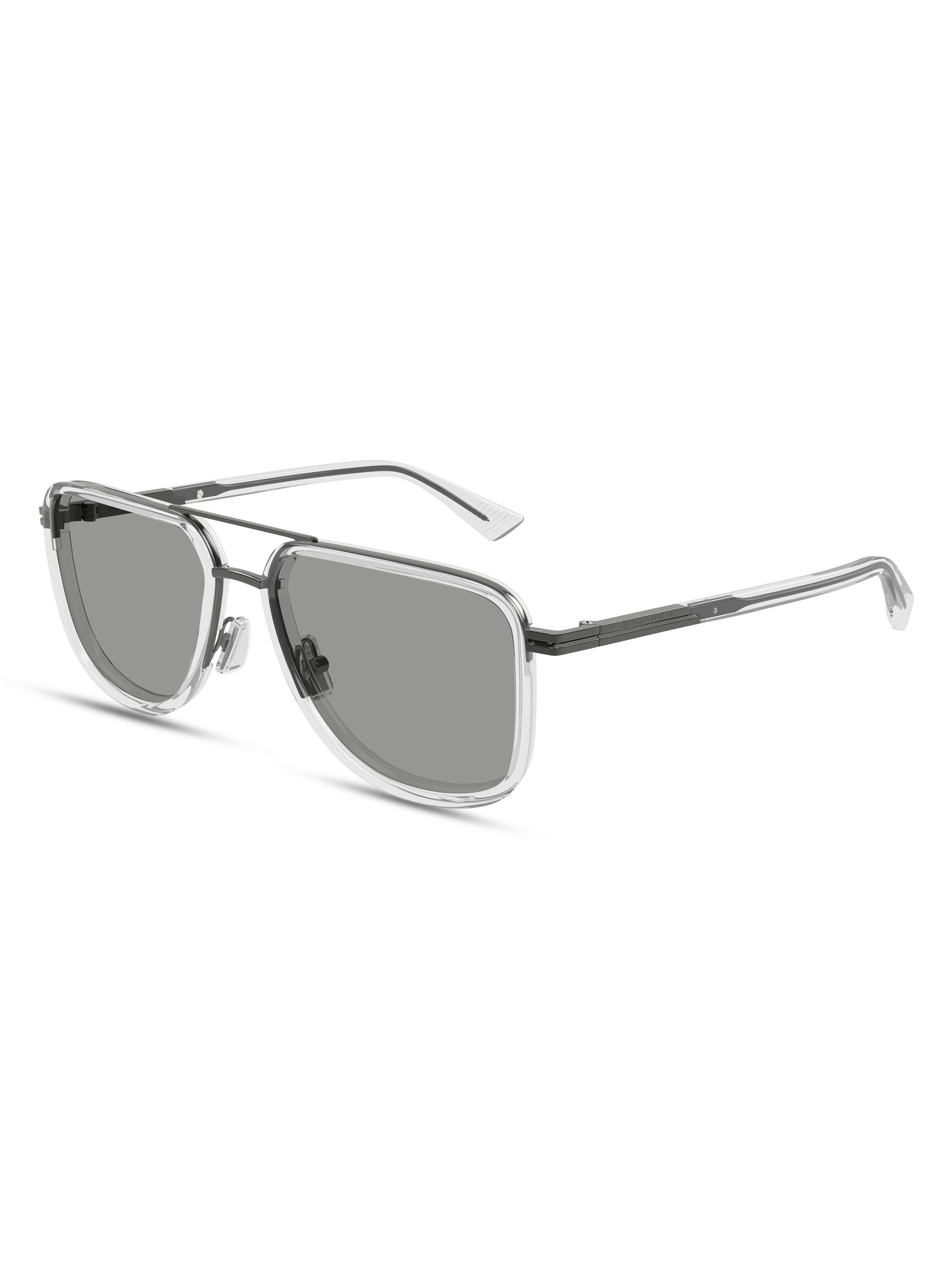 Bottega Veneta Men's 56MM Navigator Metal Sunglasses - Silver Grey