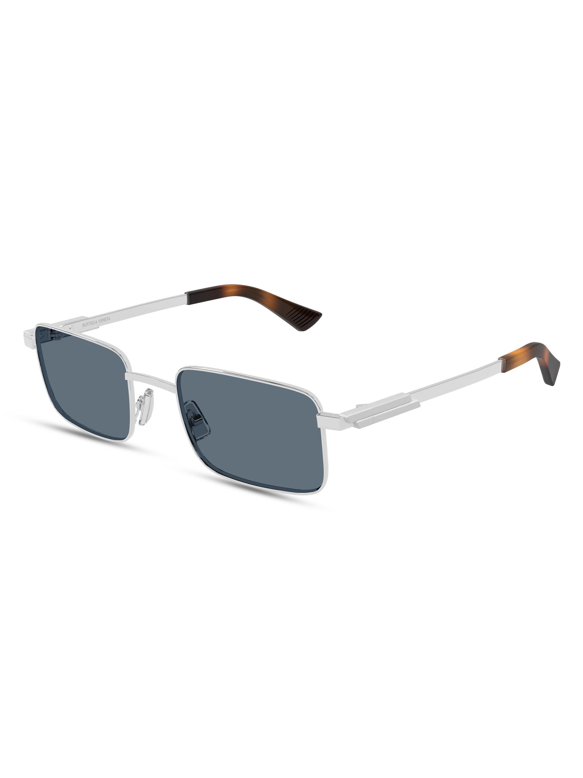 Bottega Veneta Men's 53MM Long Ribbon Metal Rectangular Sunglasses - Silver Blue