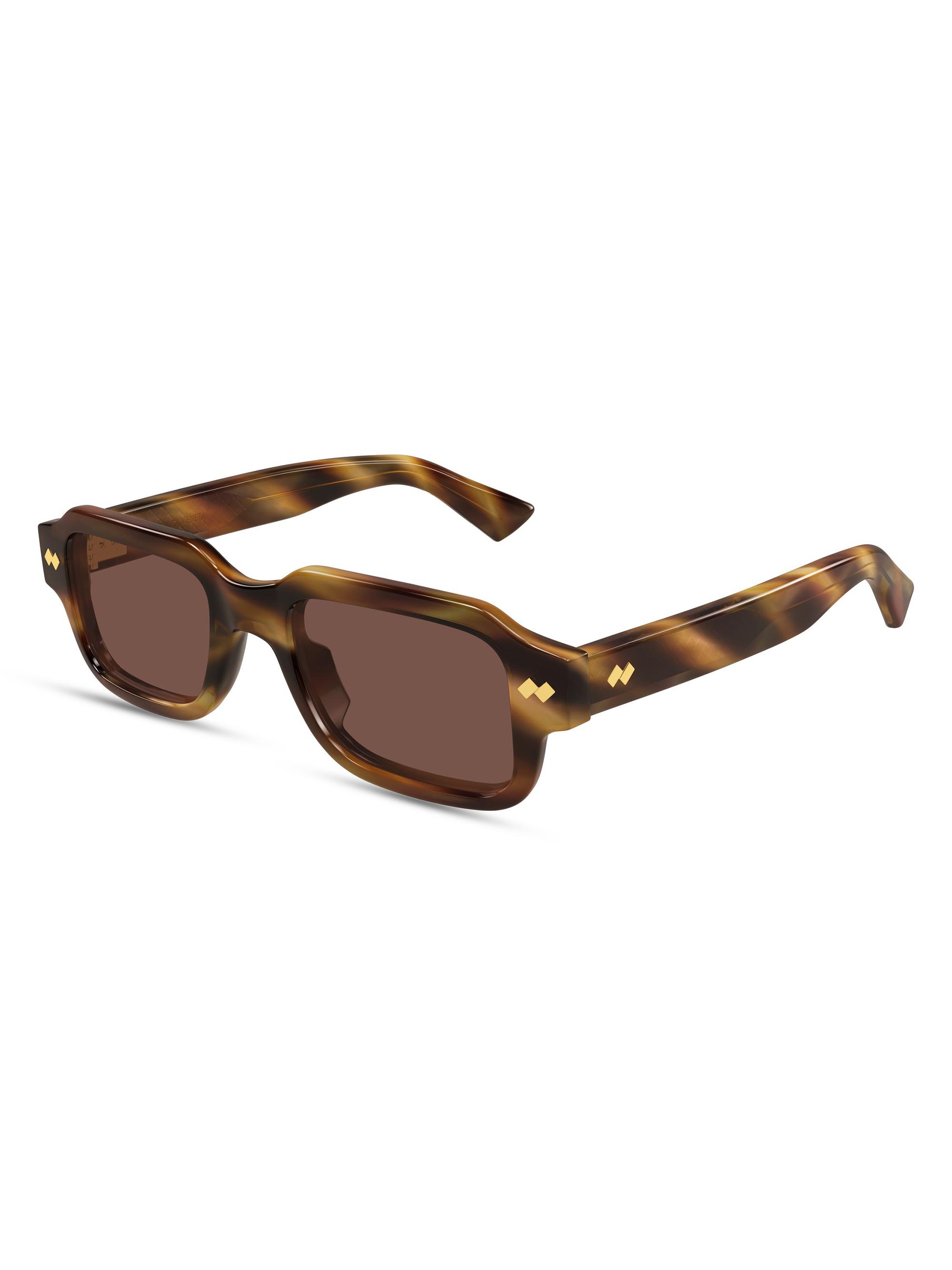 Bottega Veneta Men's Intrecciato Wirecore 50MM Rectangular Sunglasses - Brown