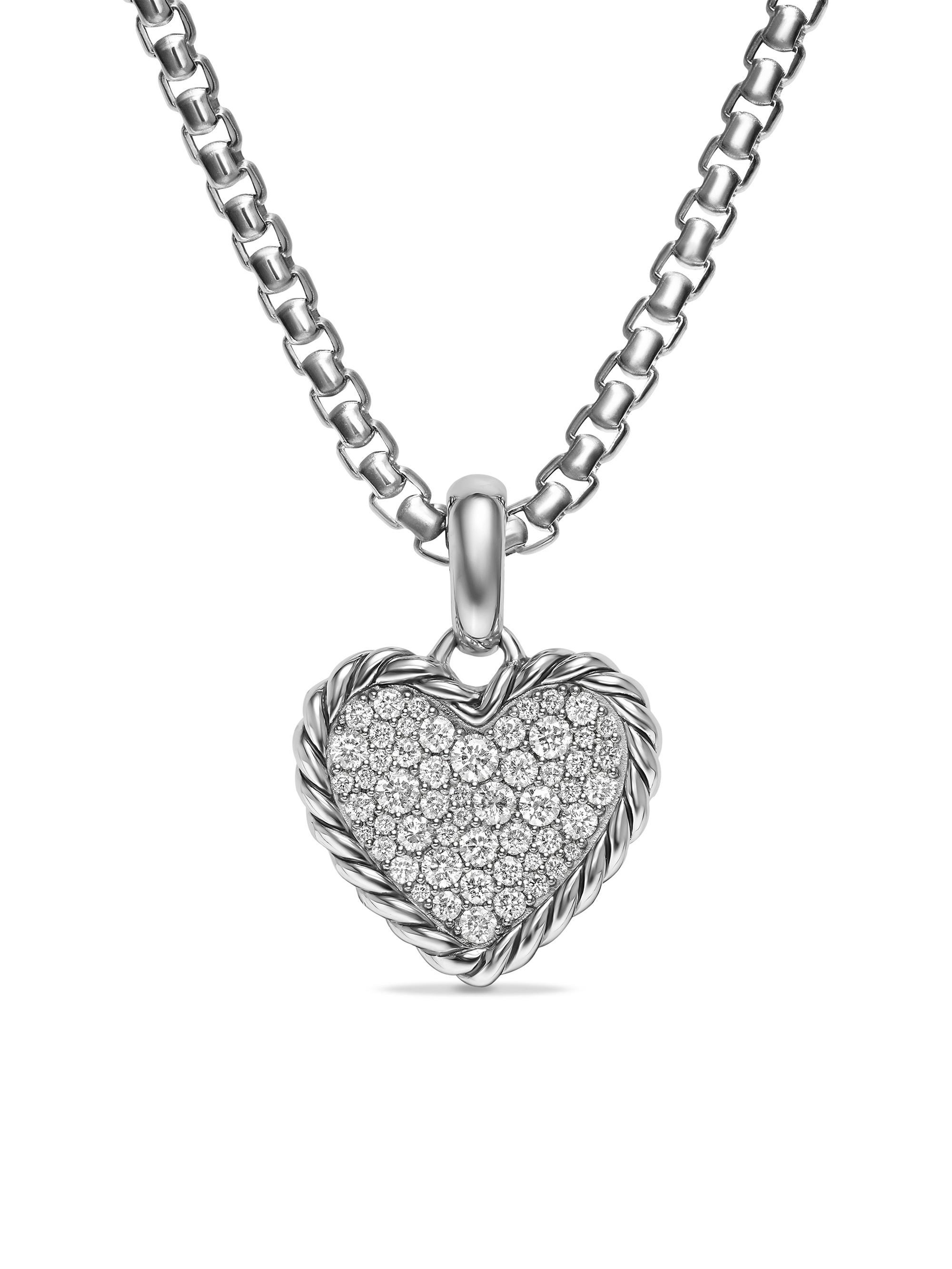 David Yurman Women's Pavé Heart Amulet in Sterling Silver with Diamonds 15.6MM - Diamond