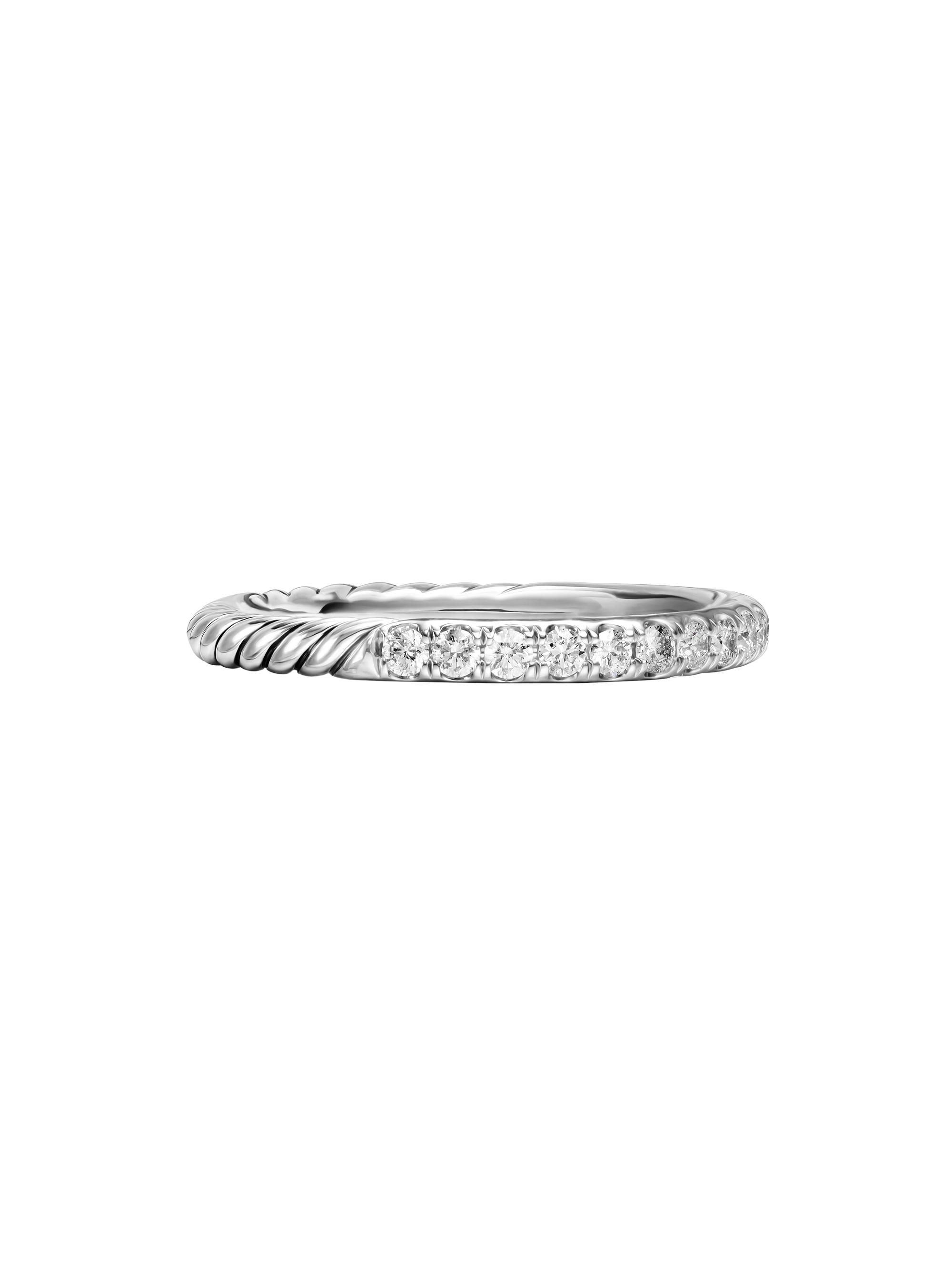 David Yurman Women's Cable Collectibles Stack Ring in Sterling Silver - Diamond