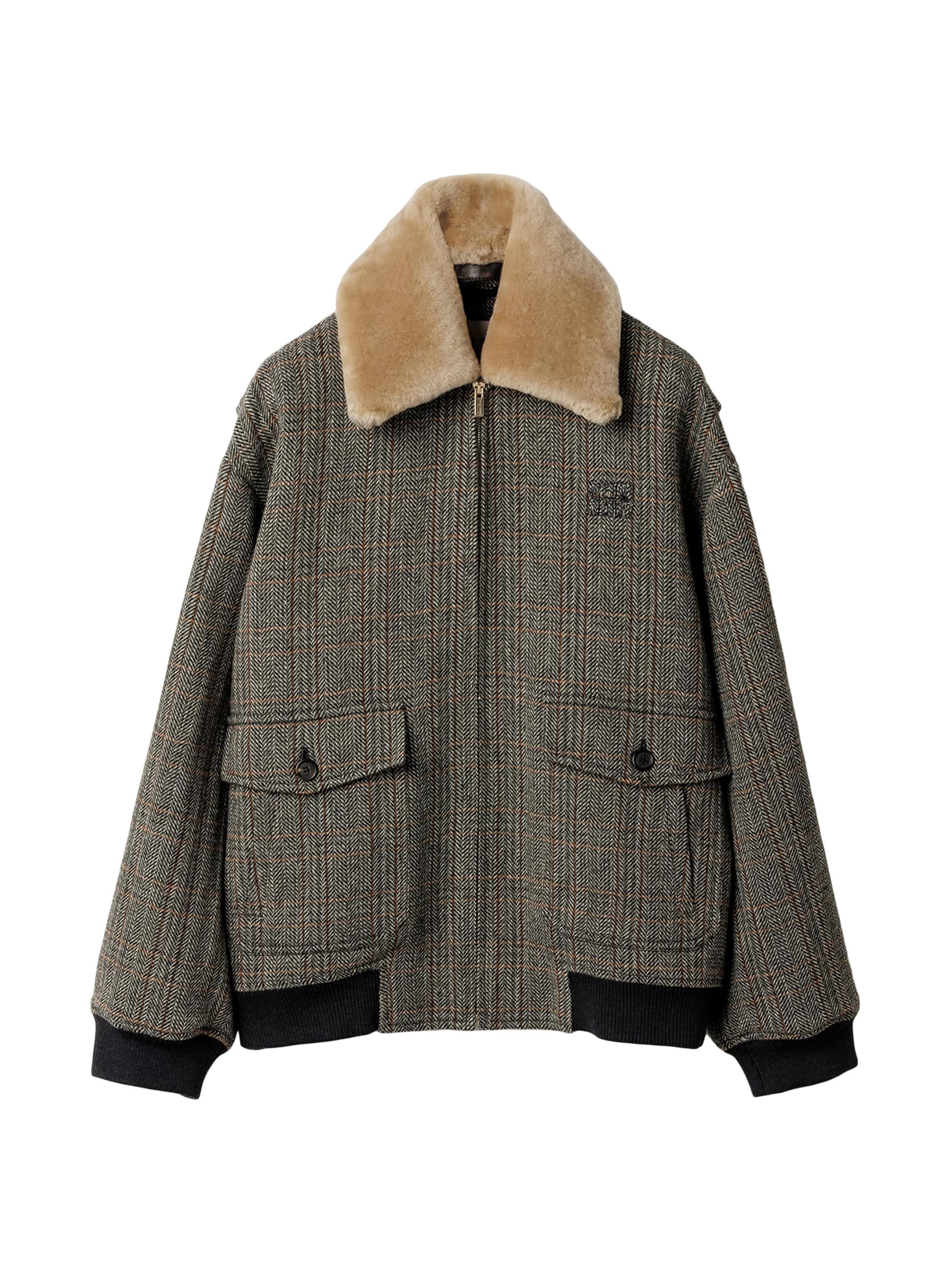 ジャケット・アウター MIU MIU 2019AW Fur collar Tweed Coat Miu Miu Gabardine Blouson Jacket | Saks Fifth Avenue