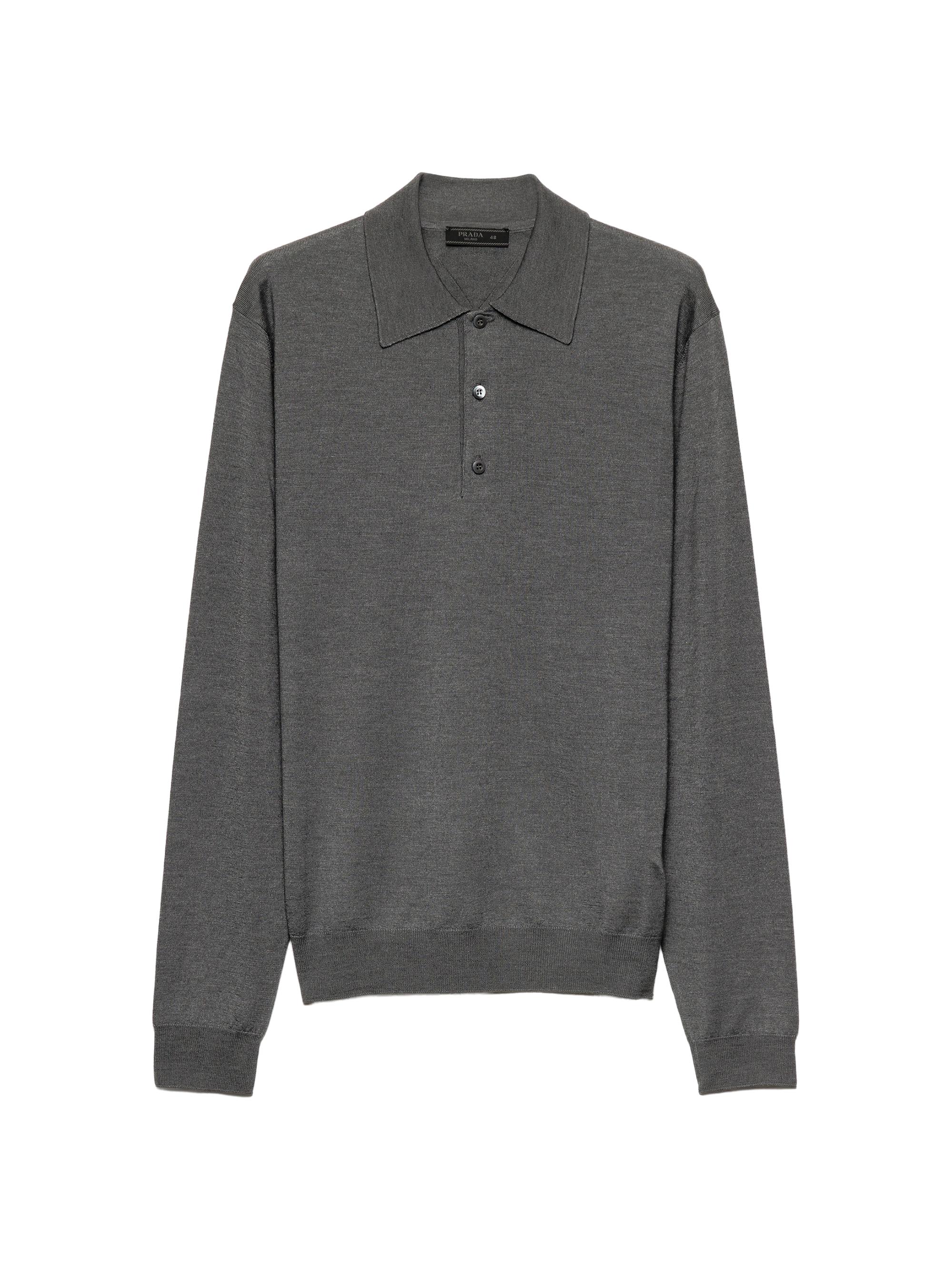 Prada Men's Cashmere and Silk Polo Shirt - Grey