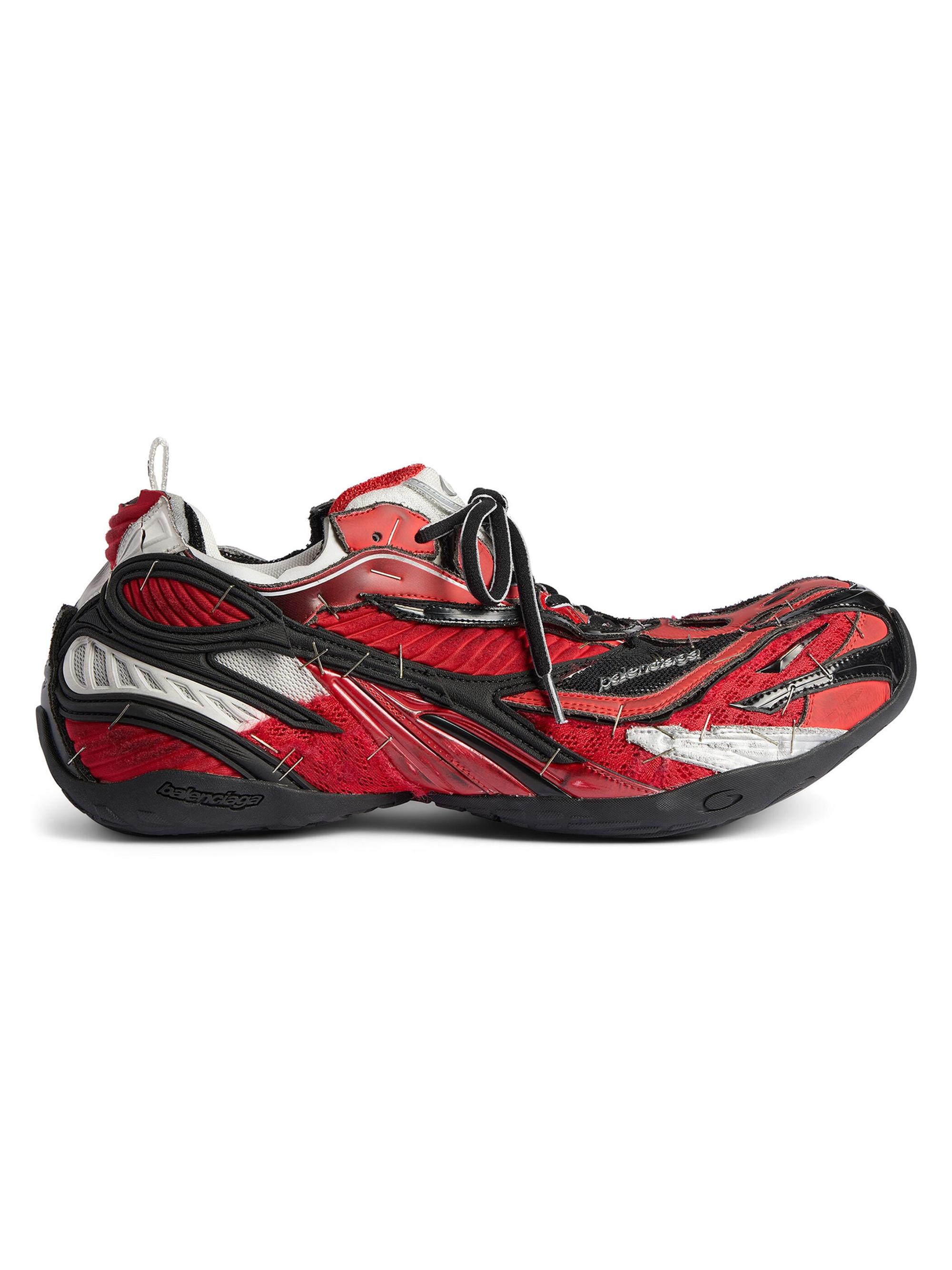Balenciaga Men's Soleless Sneakers - Red Black White