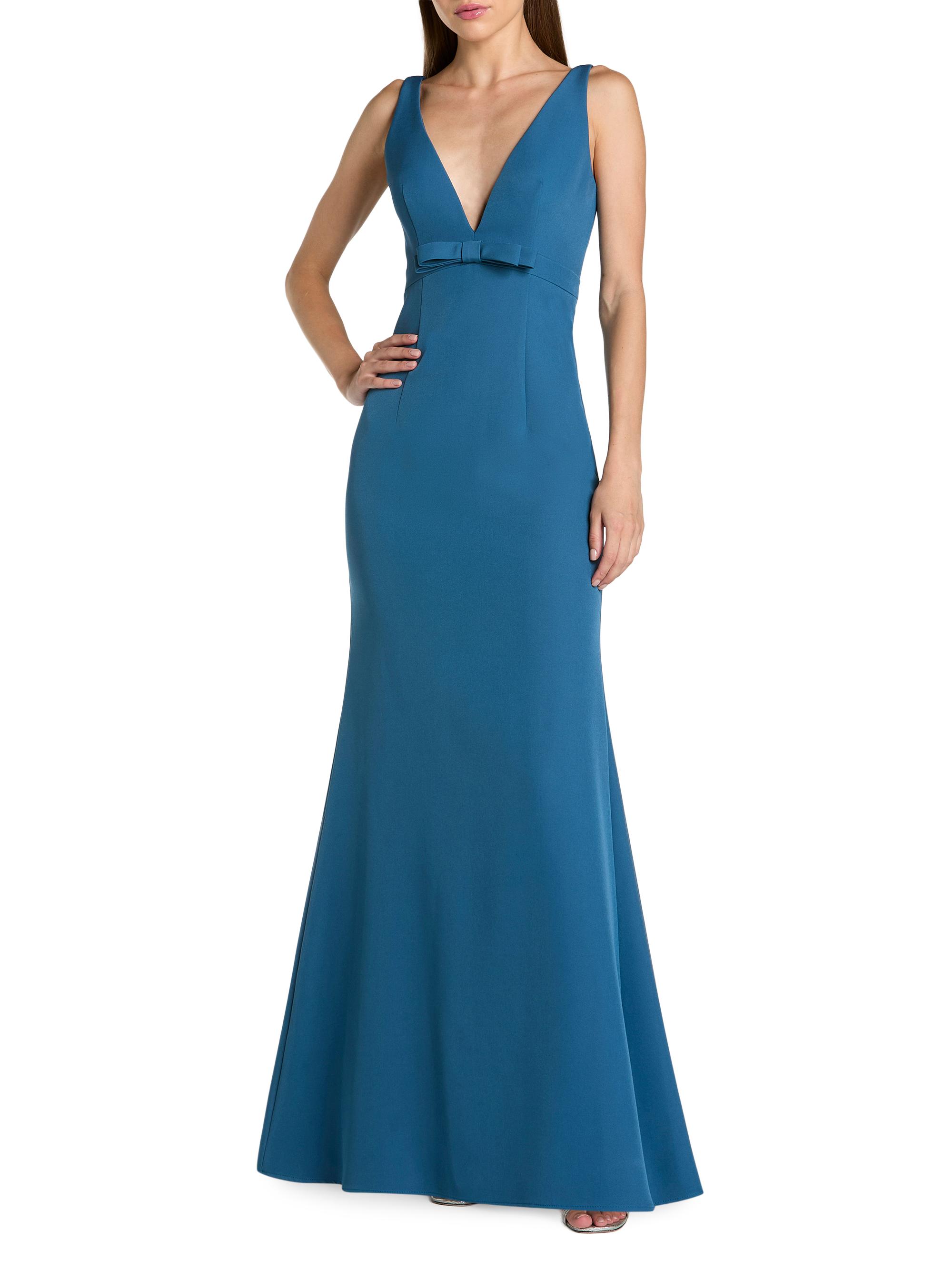 Mac Duggal Women's Bow Crepe Sleeveless Mermaid Gown - Ocean