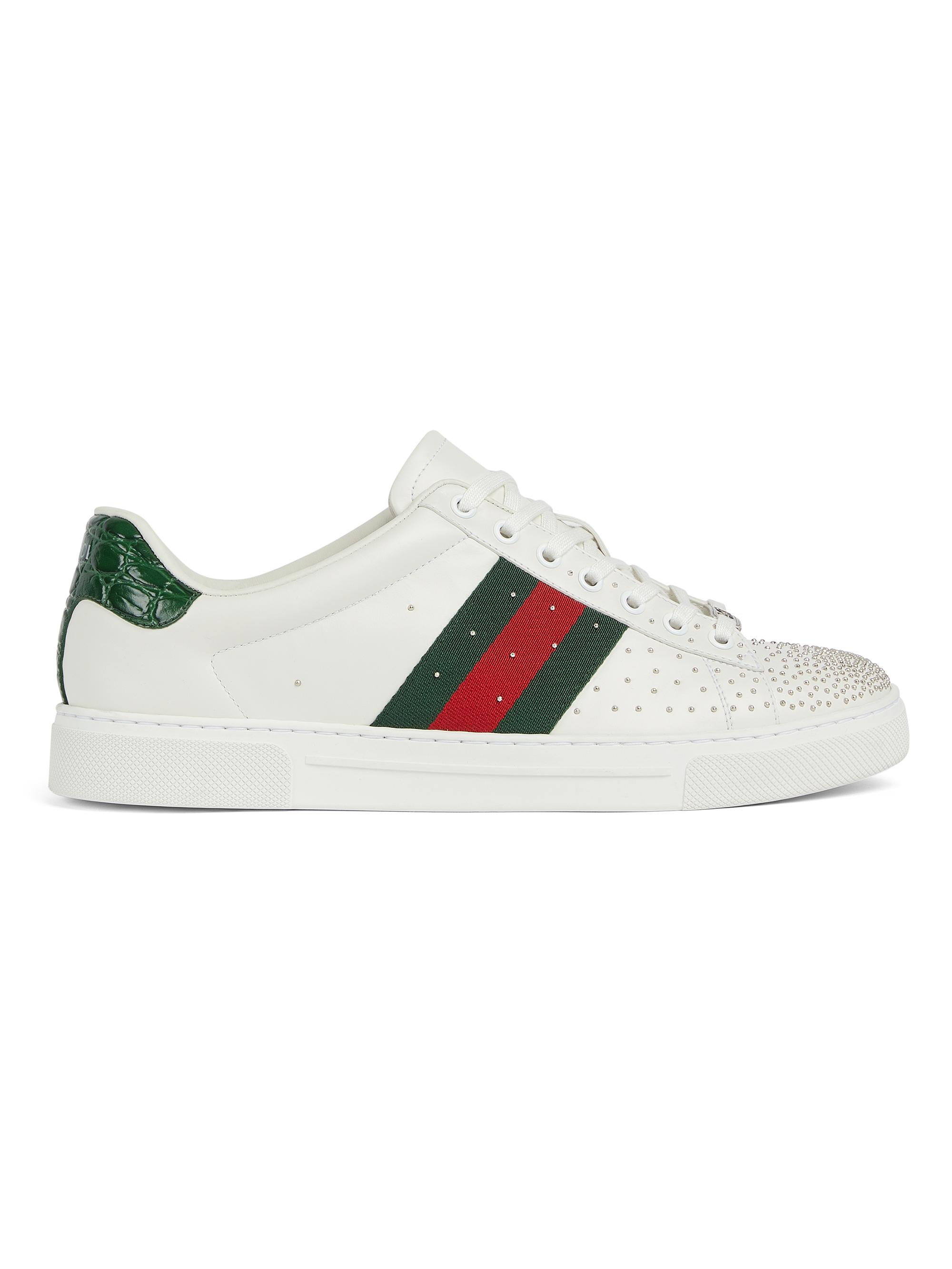Gucci New Ace Crocodile-Embossed Sneakers | Saks Fifth Avenue