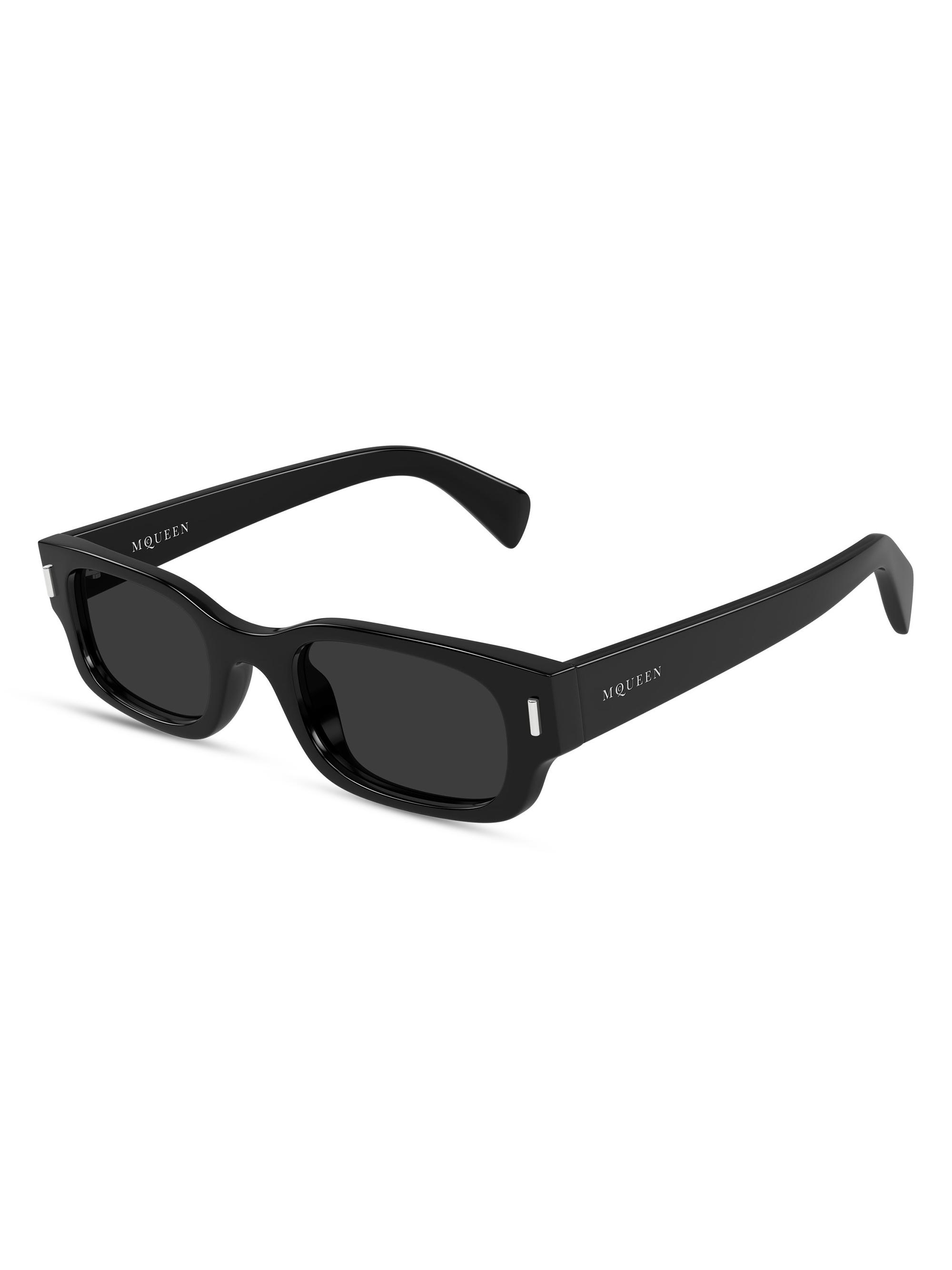 McQueen Men's T-Bar Rivet 50MM Rectagular Sunglasses - Black