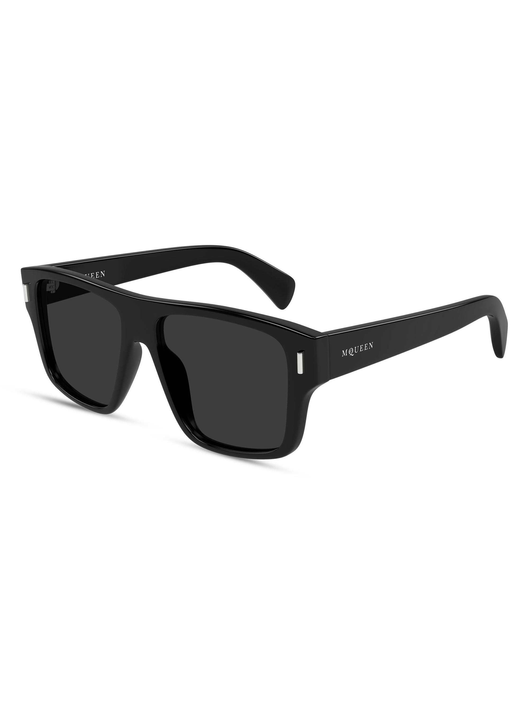 McQueen Men's T-Bar Rivet 55MM Square Sunglasses - Black