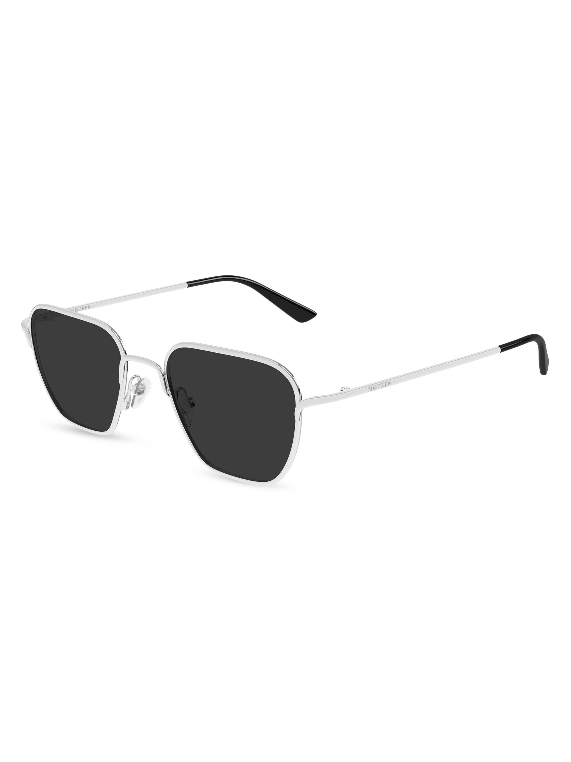 McQueen Men's Linear 50MM Rectangle Metal Sunglasses - Silver Black
