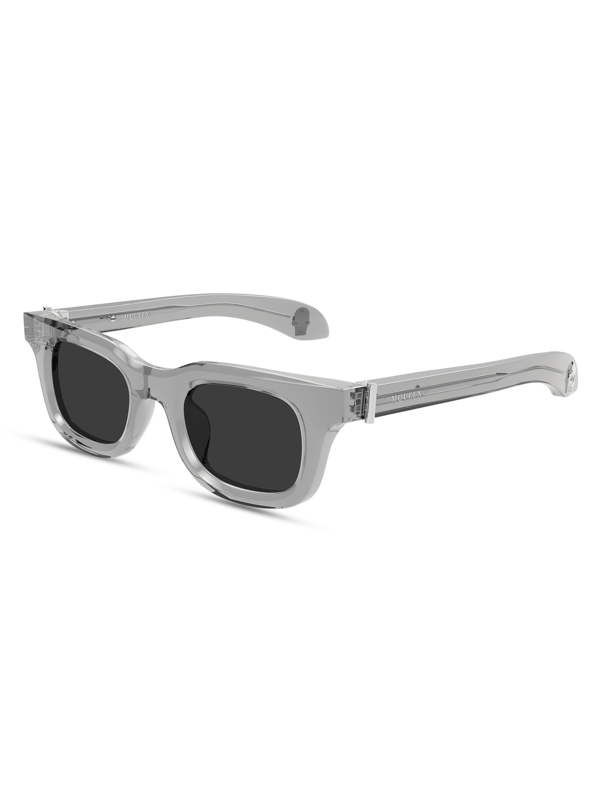 McQueen Men's Skull Hardware 46MM Square Sunglasses - Grey Black