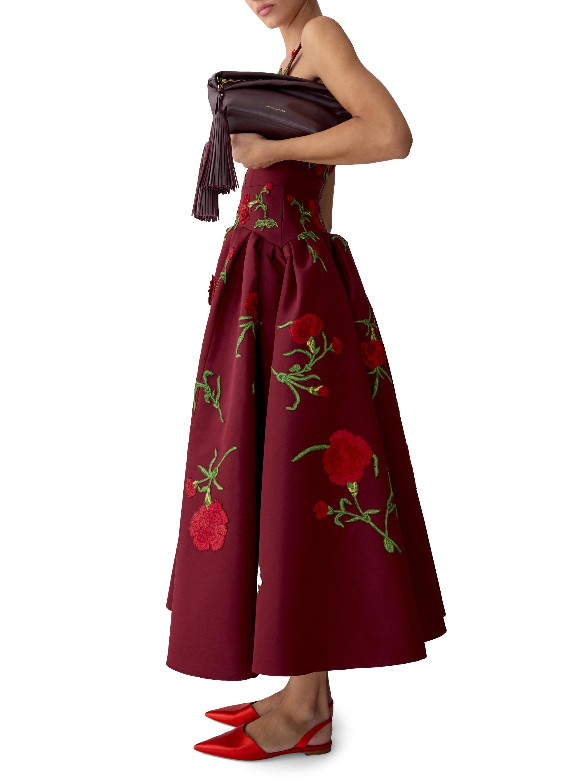 Carolina Herrera Carnation-Embroidered Cocktail Dress | Saks Fifth