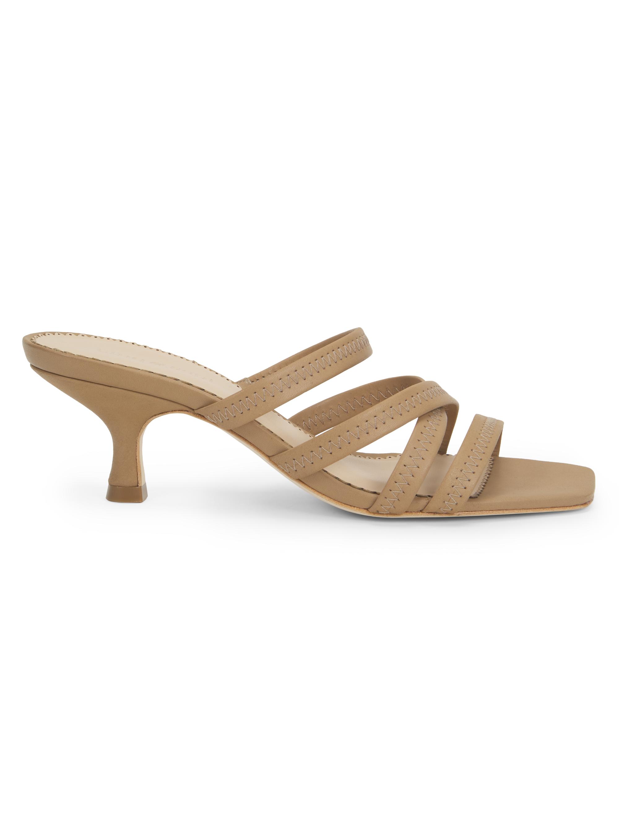 Cinq à Sept Women's Dana Strappy Leather Kitten Sandals - Brown Sugar | Thumbnail 7
