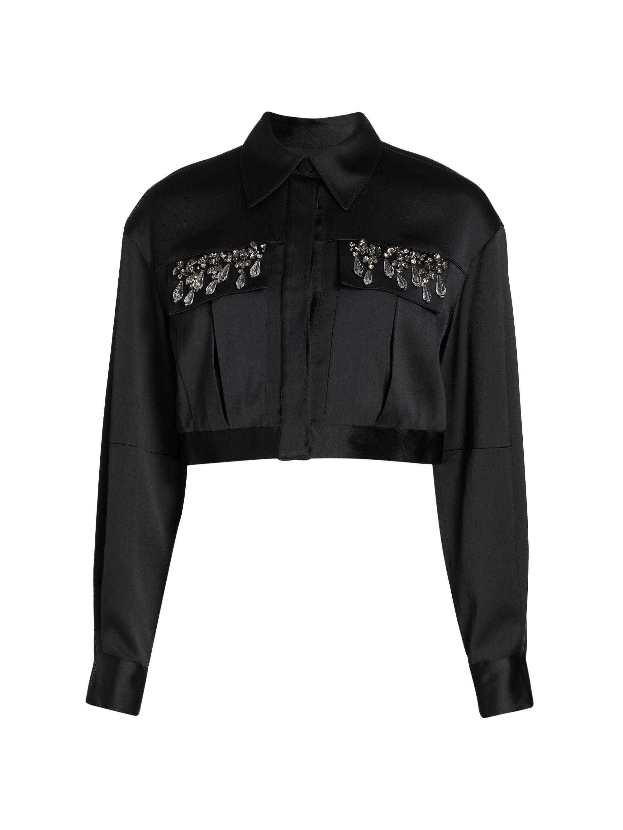 Cinq à Sept Women's Damoni Embellished Crop Jacket - Black