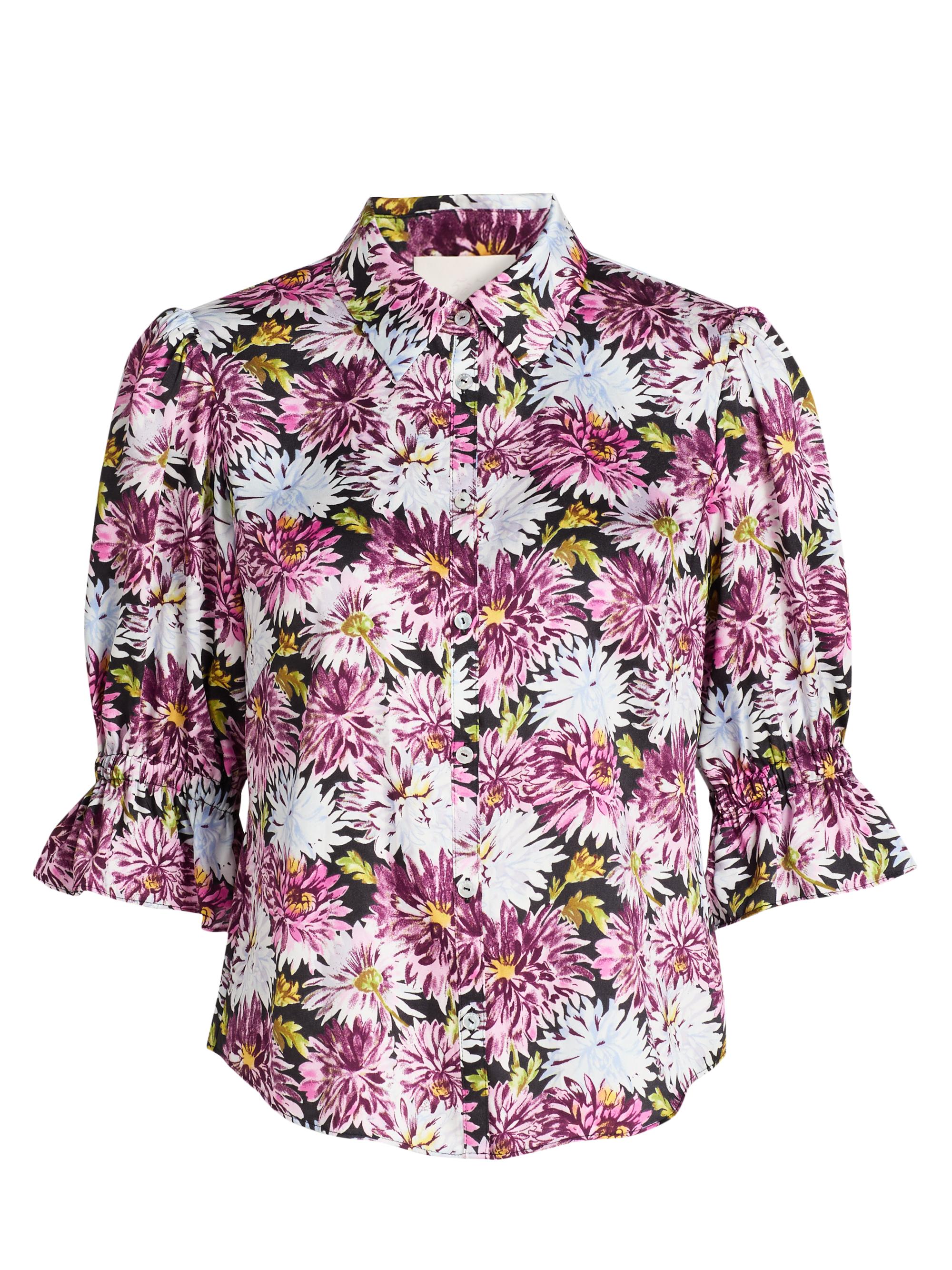 Cinq à Sept Women's Fiona Floral Print Shirt - Lavender Crystal Multi