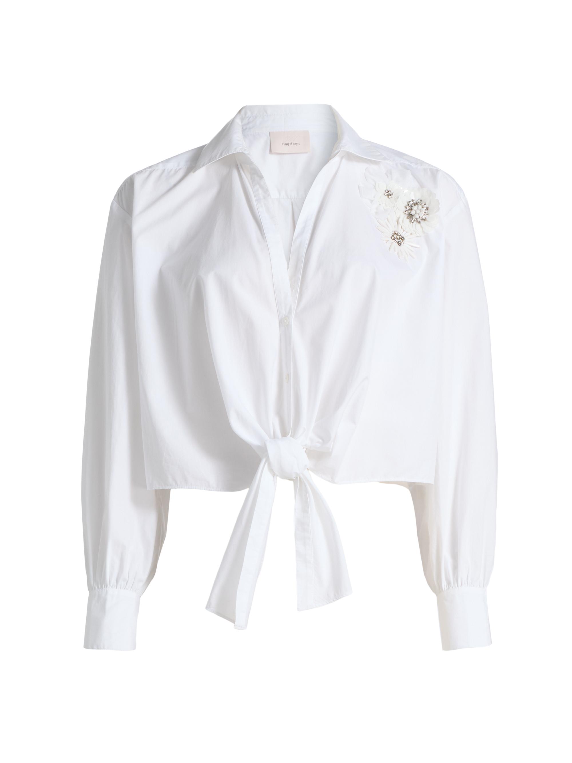 Cinq à Sept Women's Marianna Appliqué Cotton Top - White