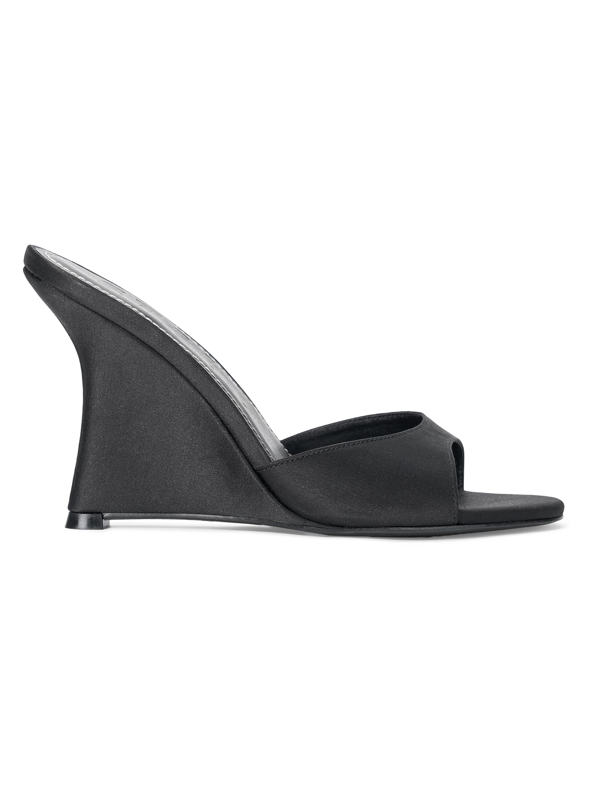 Staud Women's Brigitte 100MM Satin Wedge Sandals - Black