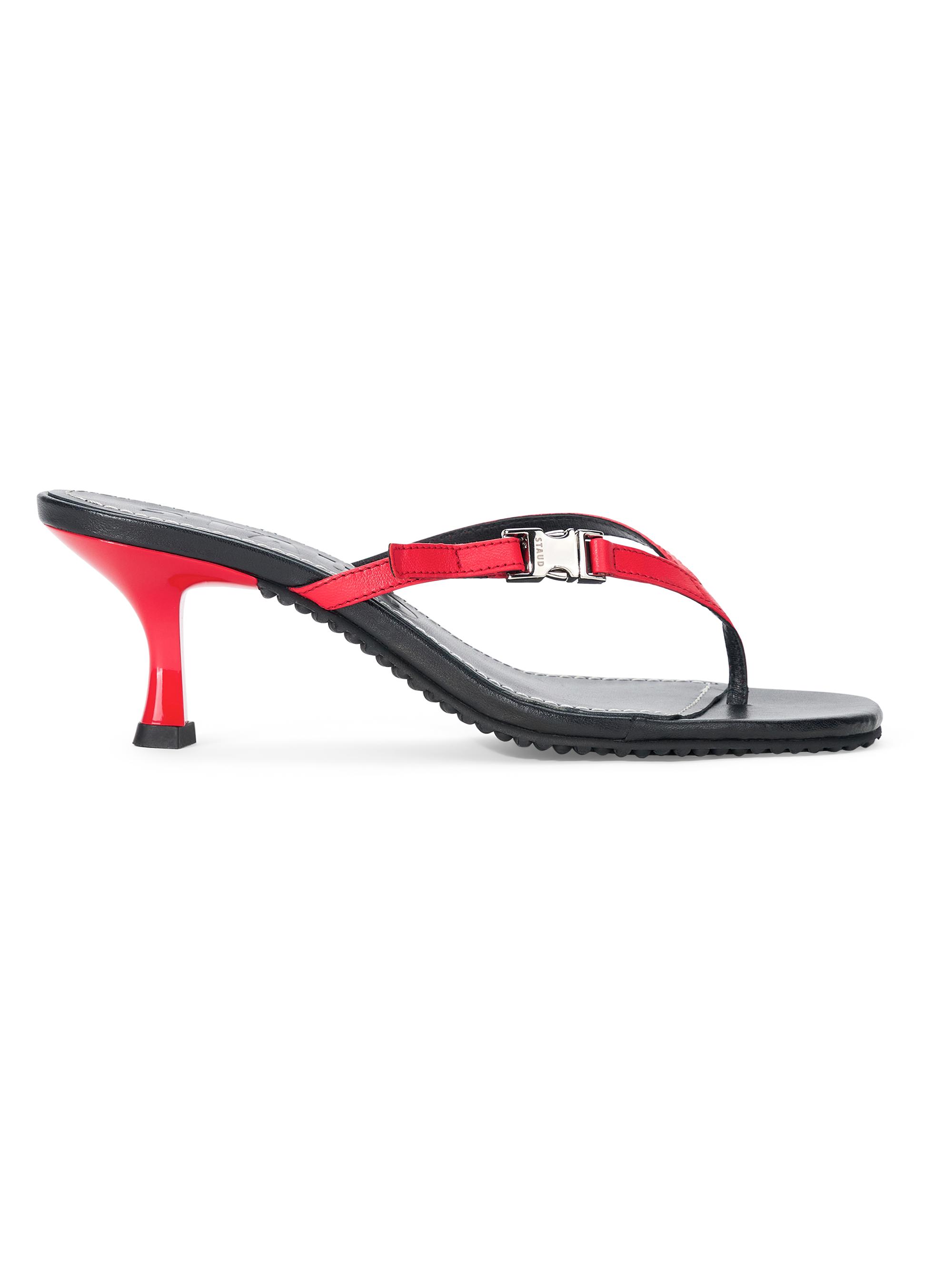 Staud Women's Flynn 55MM Leather Sandals - Black Red Rose | Thumbnail 6
