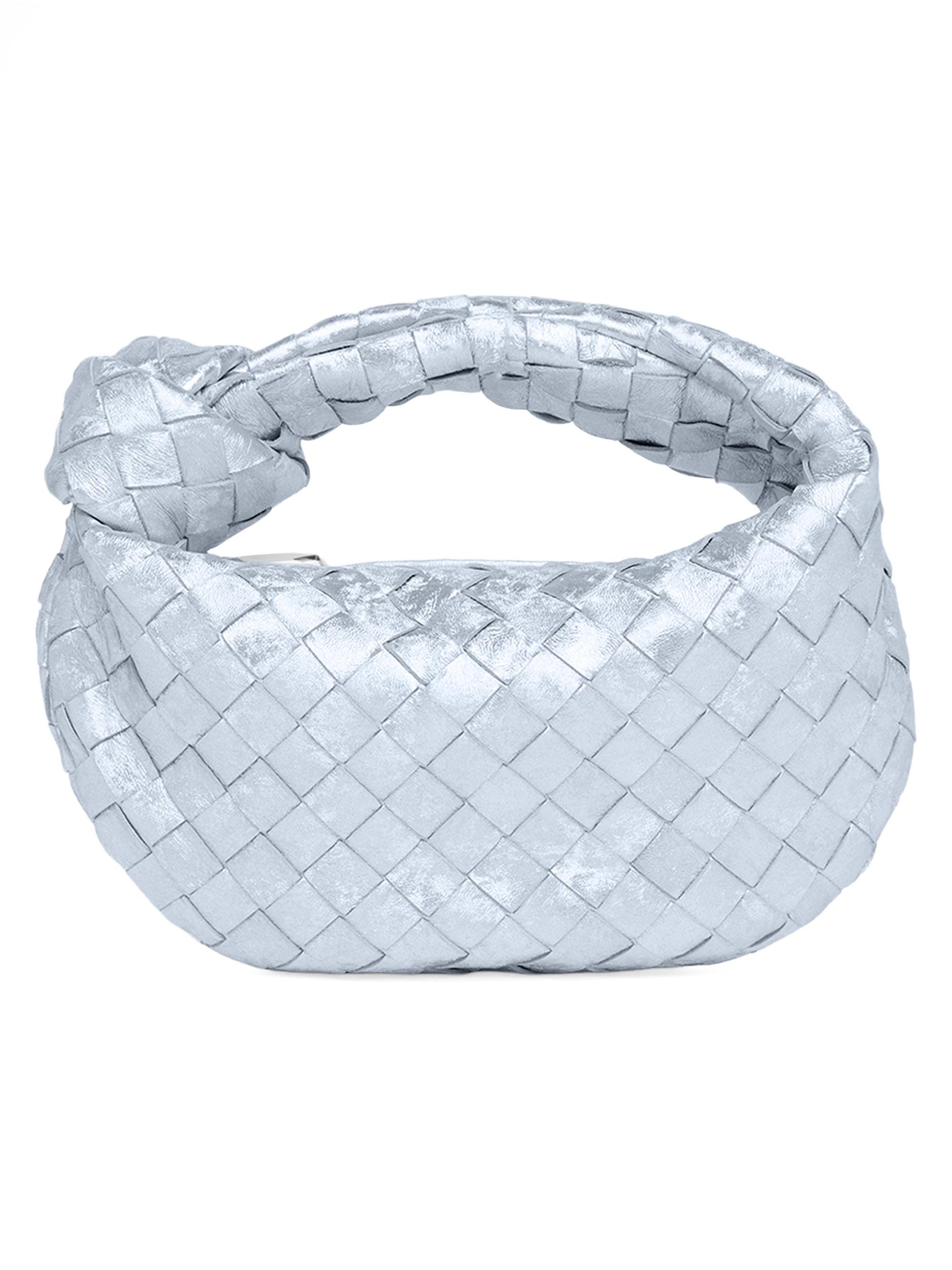 Bottega Veneta Women's Jodie Mini Metallic Intrecciato Leather Top Handle Bag - Pickle Silver