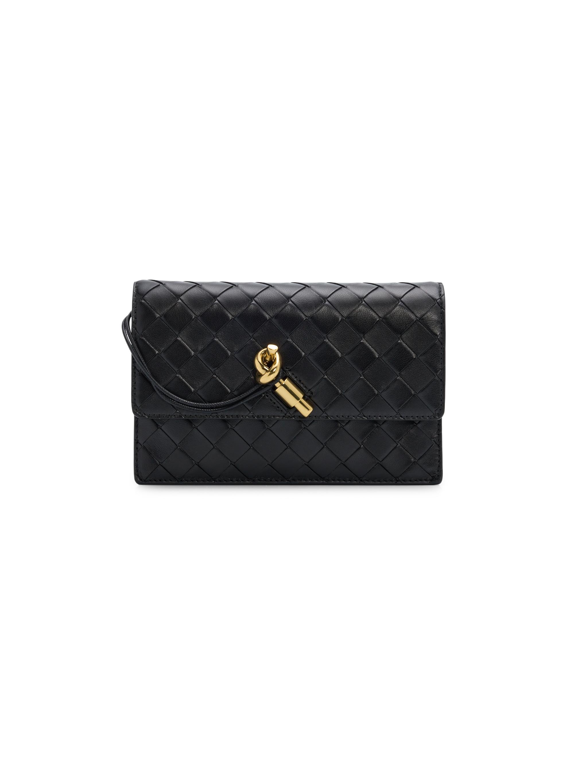 Bottega Veneta Women's Andiamo Intrecciato Leather Chain Pouch - Black Brass