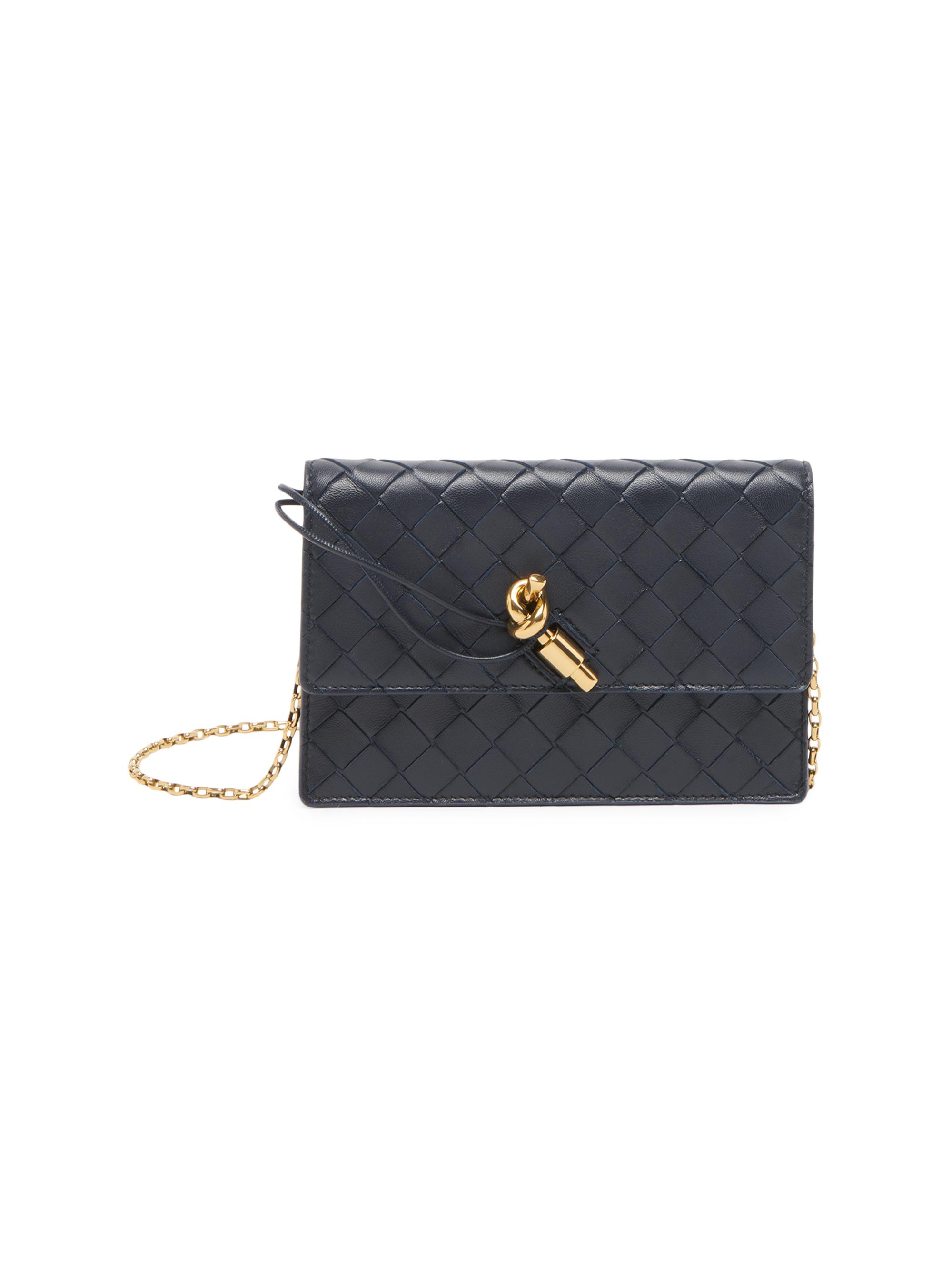 Bottega Veneta Women's Andiamo Intrecciato Leather Chain Pouch - Midnight Muse Brass