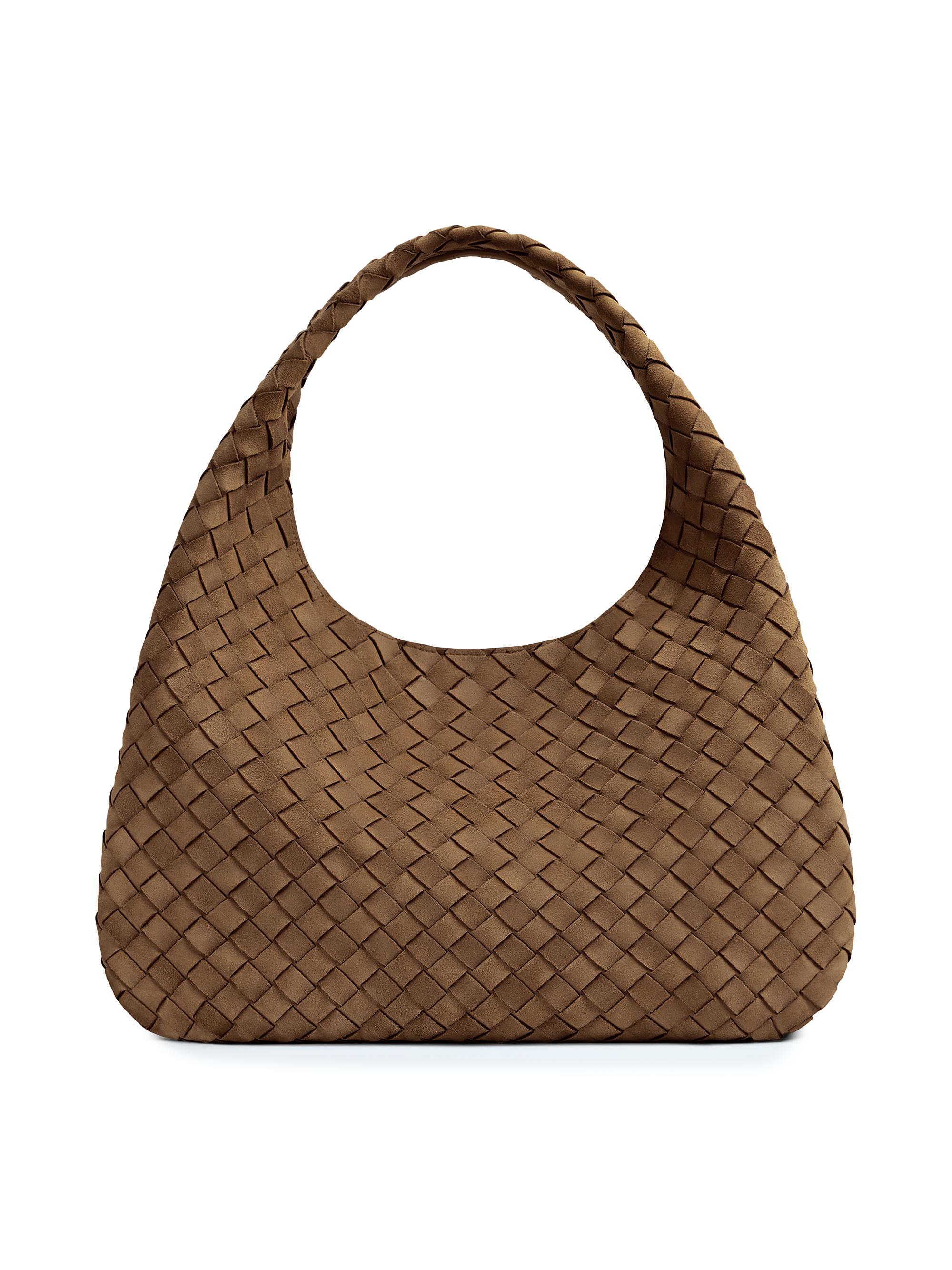 Bottega Veneta Women's  Campana Intrecciato Suede Shoulder Bag - Nocciola Muse Brass