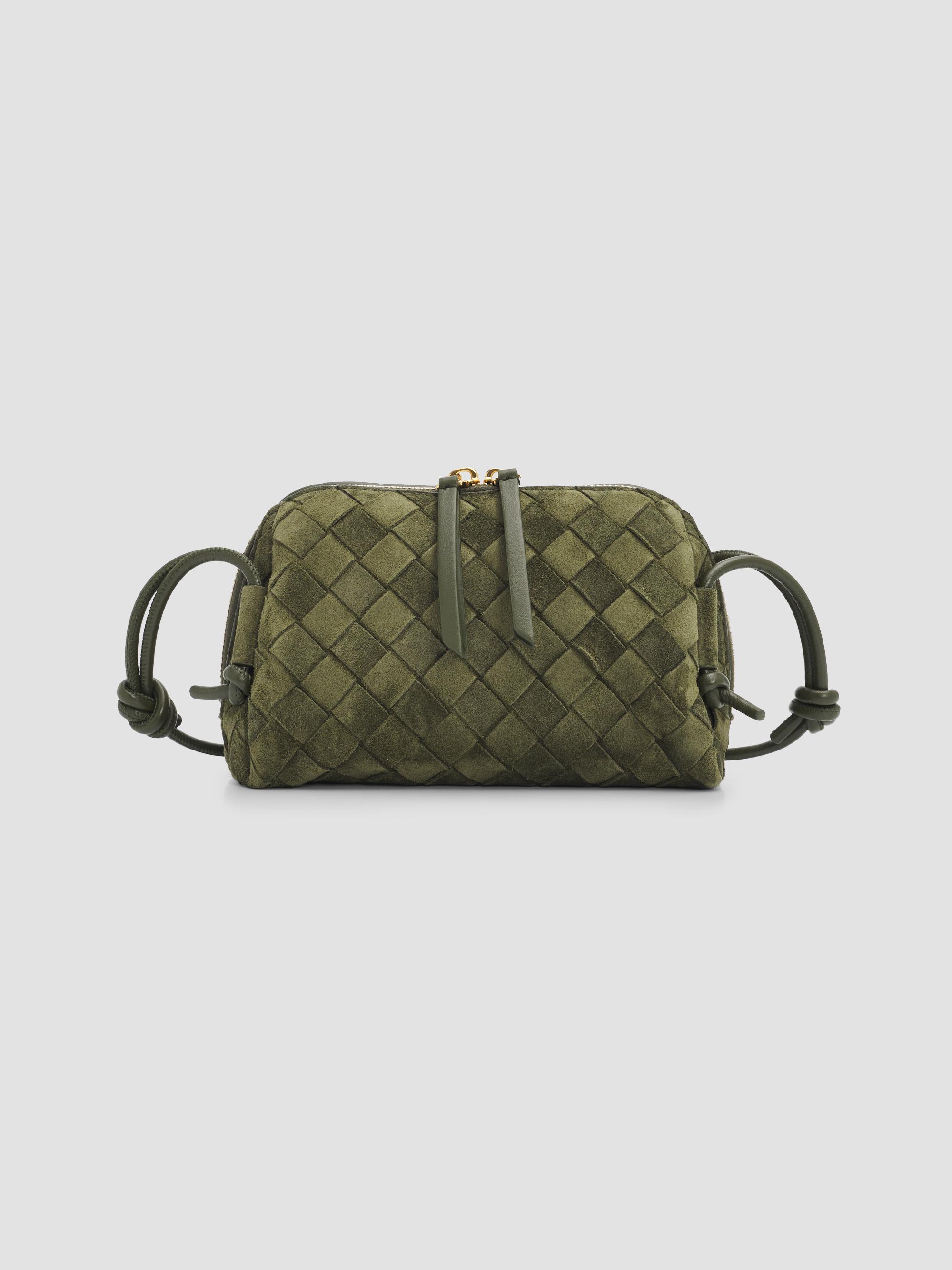 Bottega Veneta Women's Concert Suede Pouch - Green Tweed Gold | Thumbnail 7