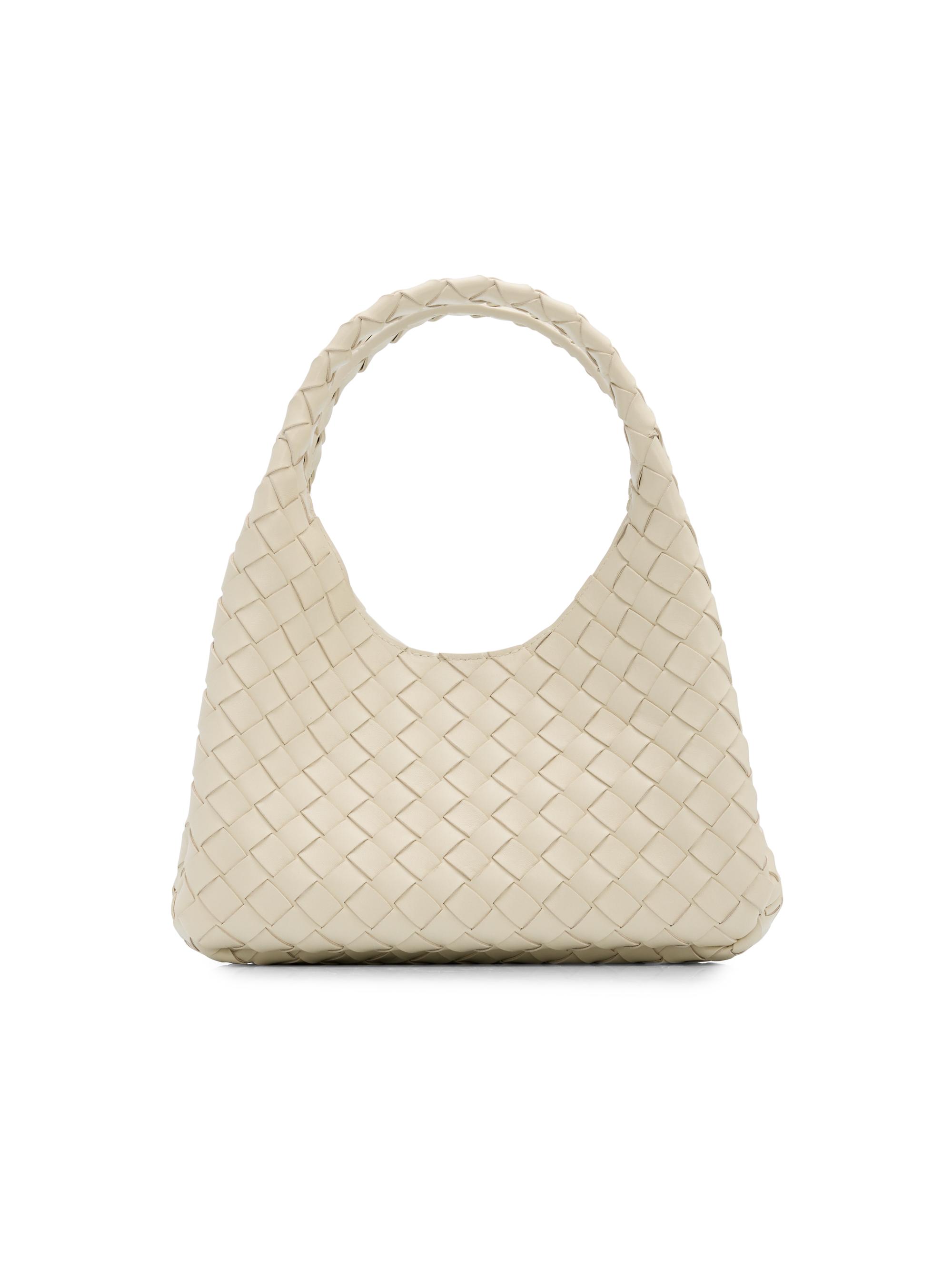 Bottega Veneta Women's  Campana Intrecciato Leather Shoulder Bag - Sea Salt Brass