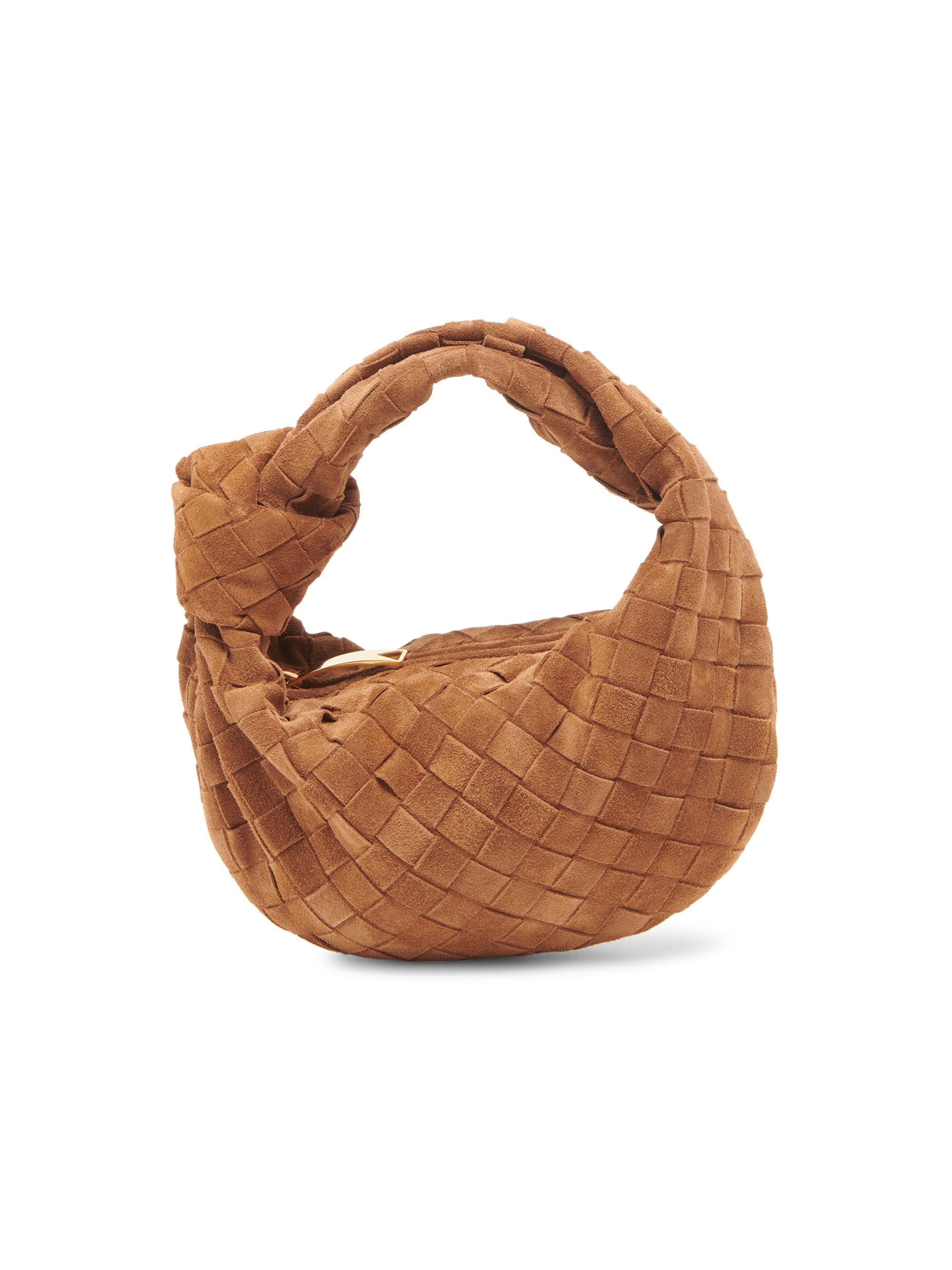 Bottega Veneta Women's Mini Jodie Intrecciato Suede Top Handle Bag - Amber Gold