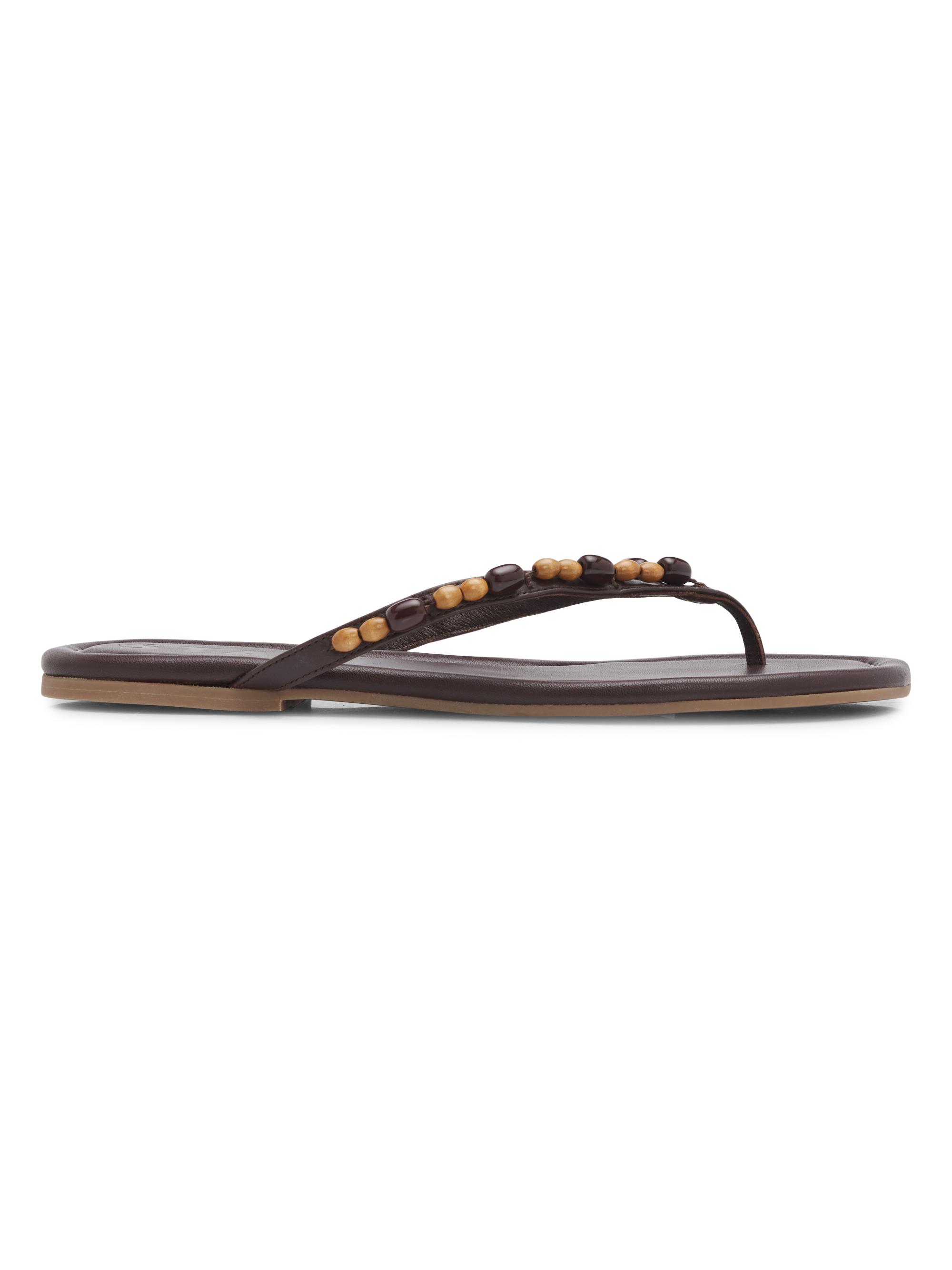 Staud Women's Freja Beaded Thong-Style Sandals - Wood Beads