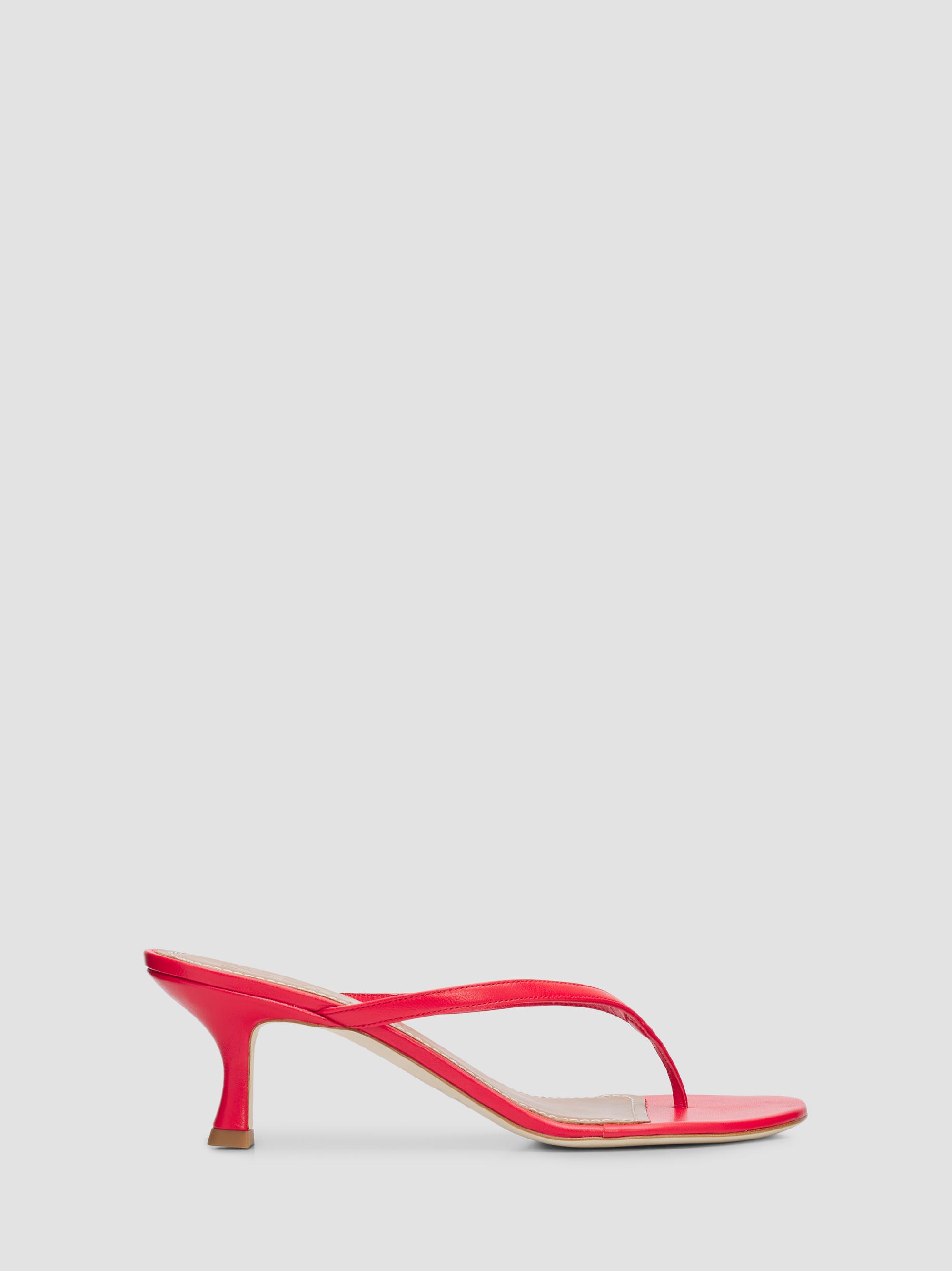 Staud Women's Freja 60MM Leather Kitten-Heel Sandals - Red Rose